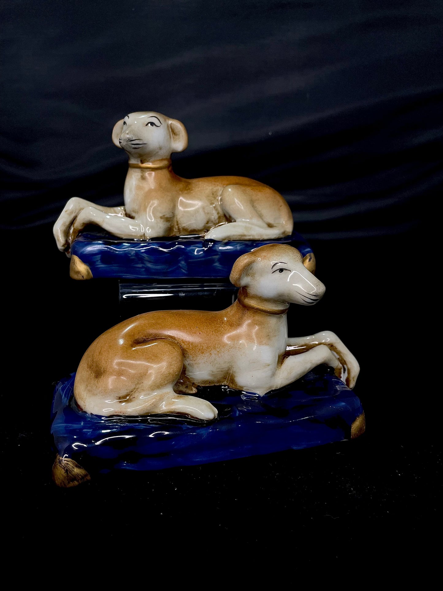 Set of 2 Orange Dog Statues