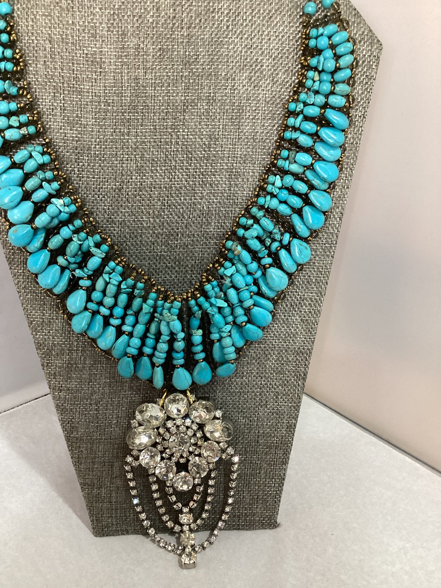 MADE- Crystal Pendant & Turquoise Necklace