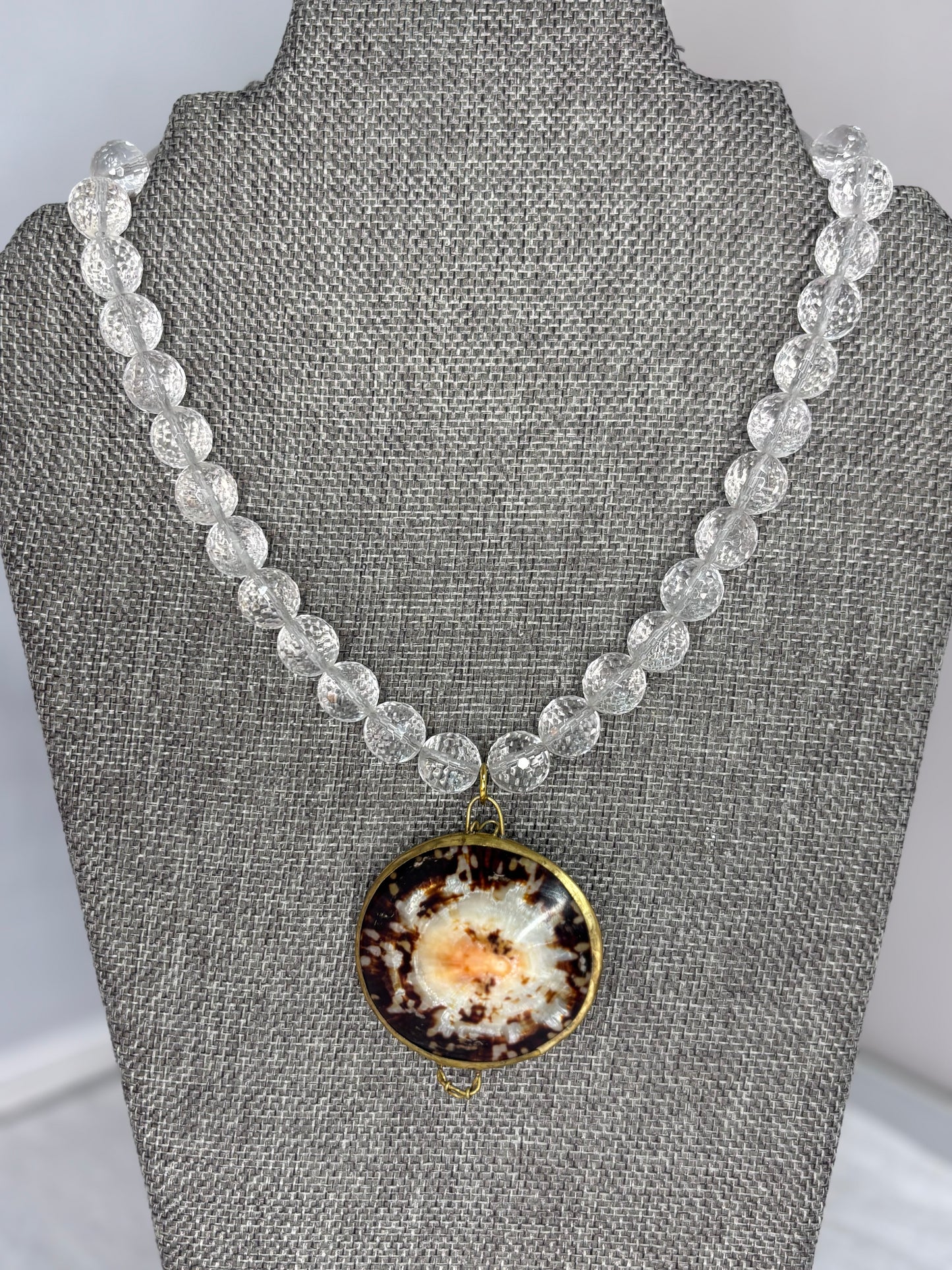 MADE-Shell Coin & Quartz Necklace