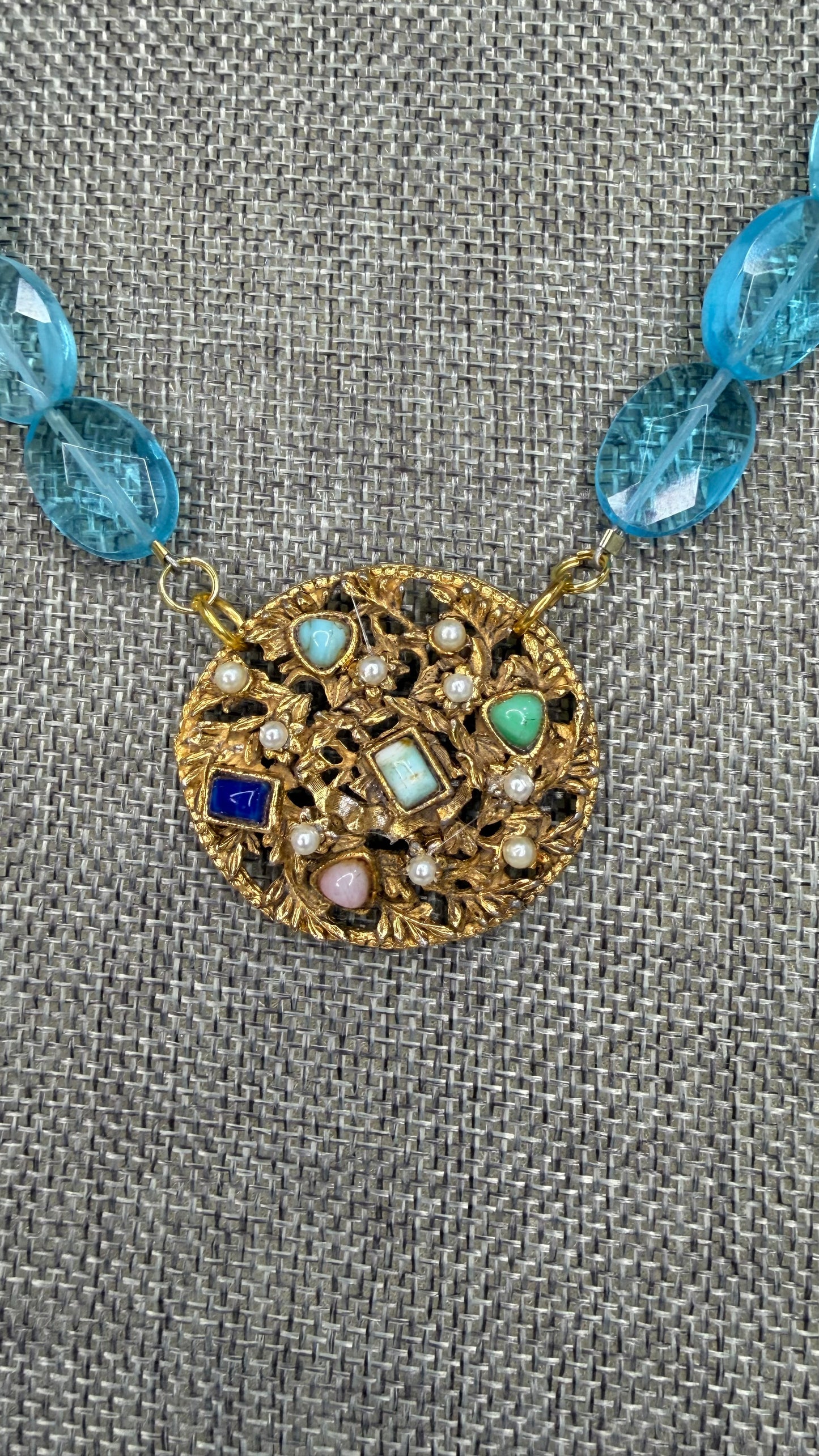 Made- 1960s blue Quartz necklace