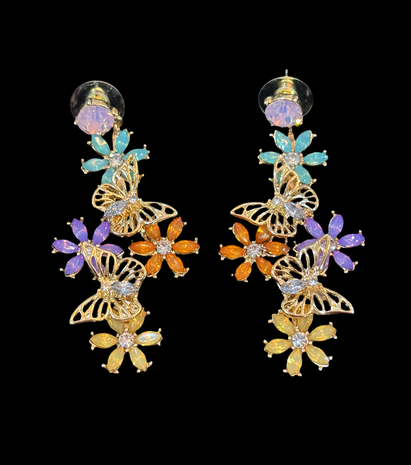 Butterfly and Flower Earrings