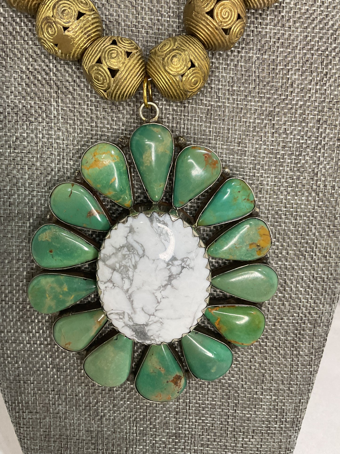 Made turquoise and agate necklace