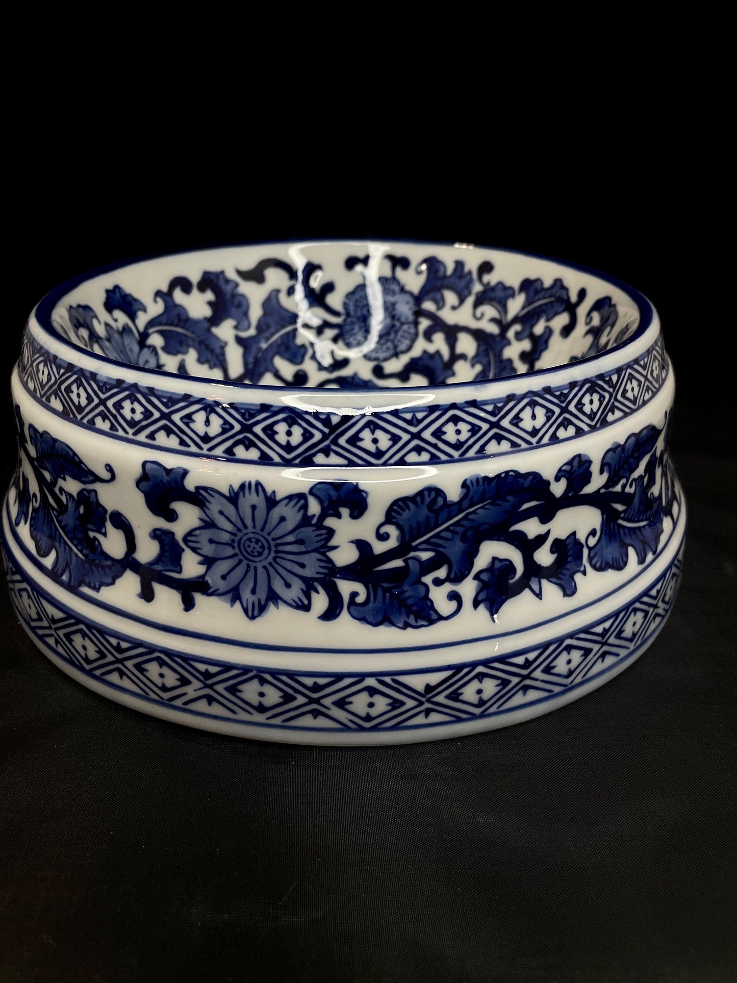 Large Blue & White Porcelain Pet Bowl