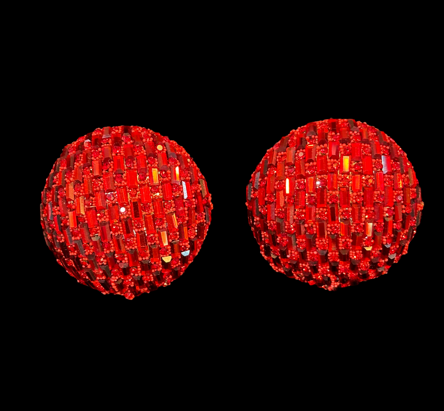 Red Crystal Ball Earrings