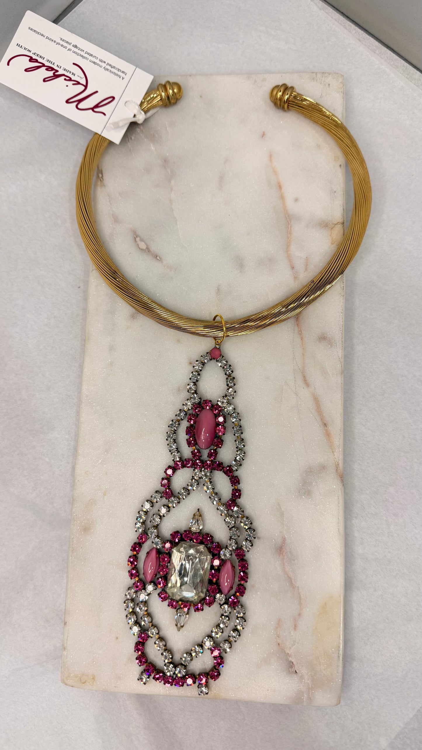 Made pink bracelet necklace