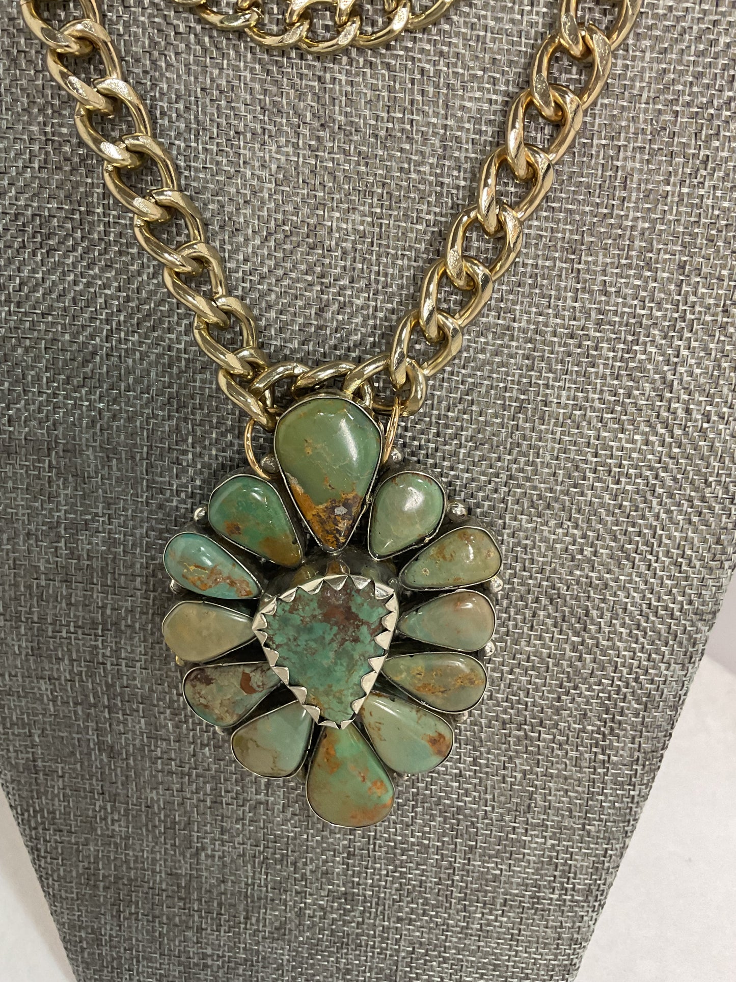 Made turquoise pendant necklace