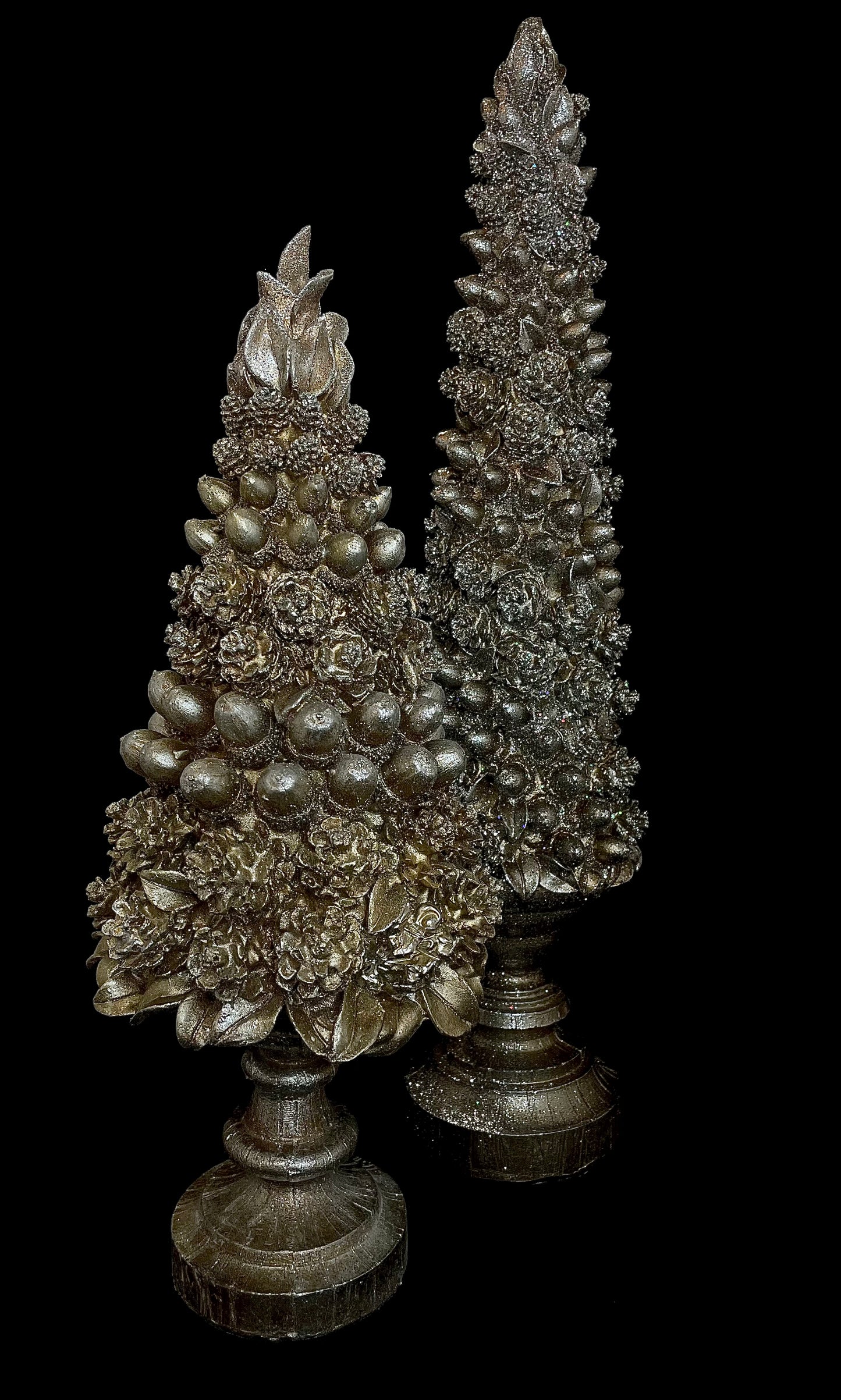 Set of 2 Glitter Pinecone Trees