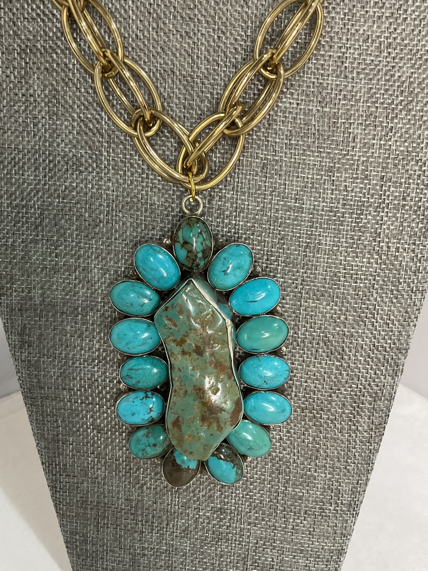 Made turquoise pendant necklace