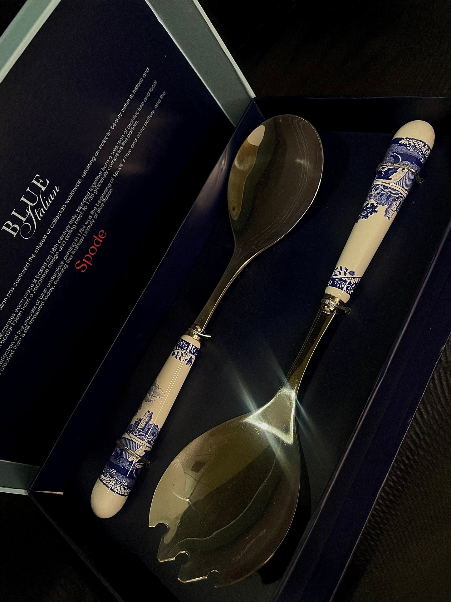 Blue & White Salad Servers