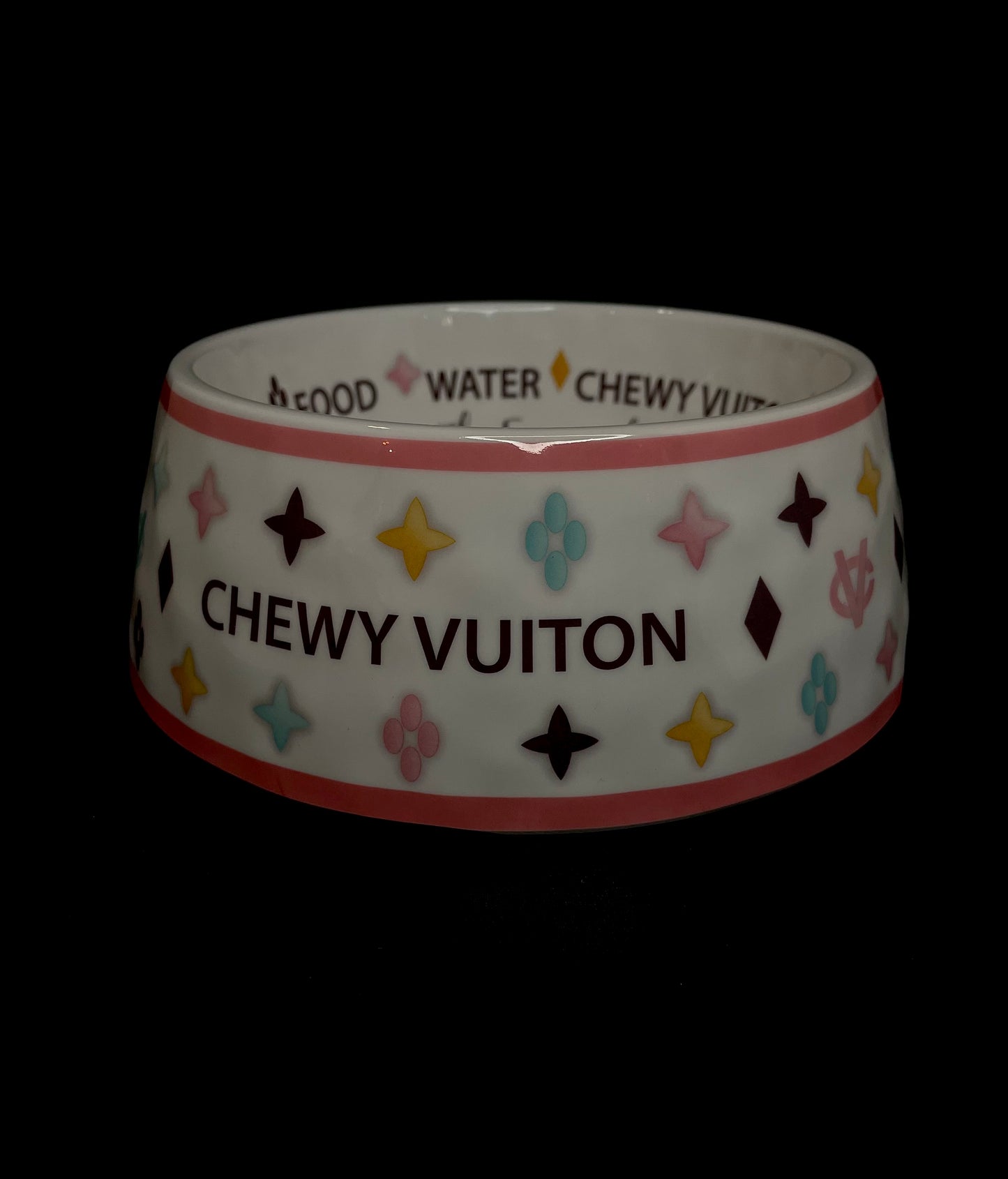 White Chewy Dog Bowl