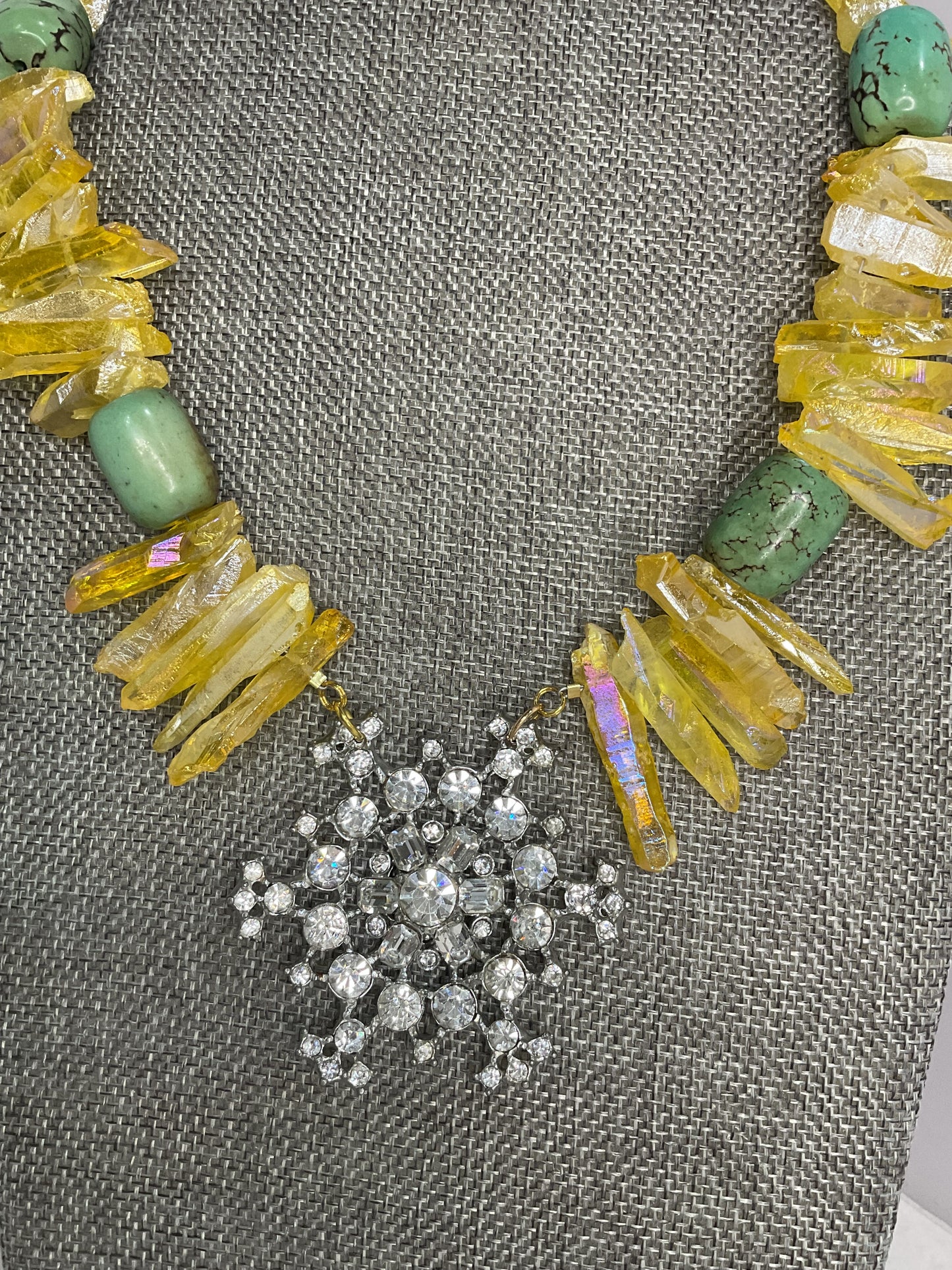 Made yellow quartz necklace