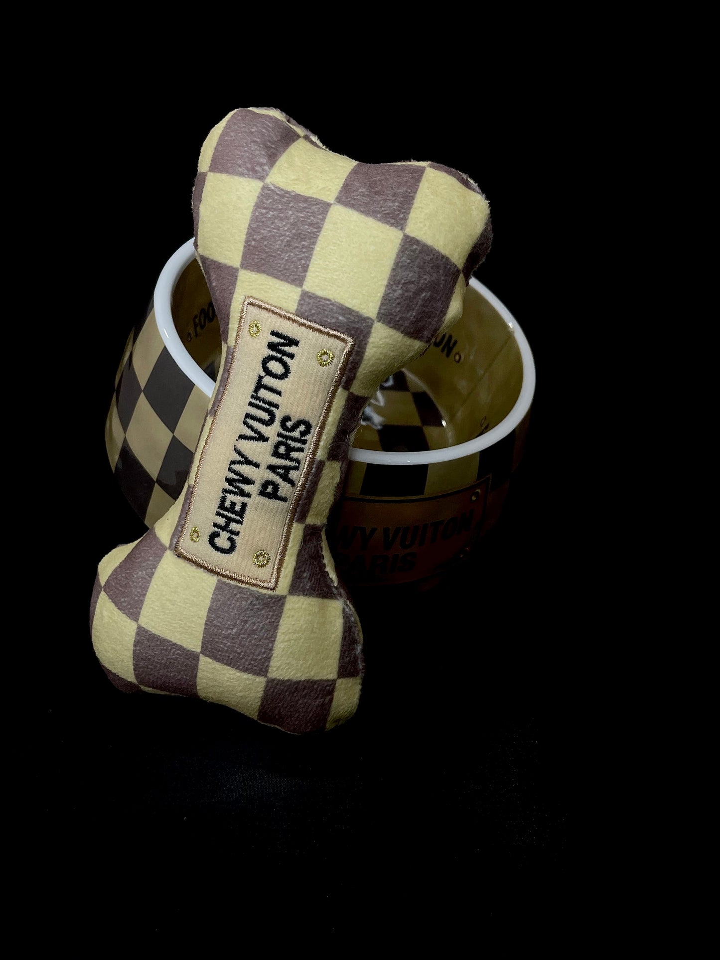 Large Chewy Checkered Bone Dog Toy