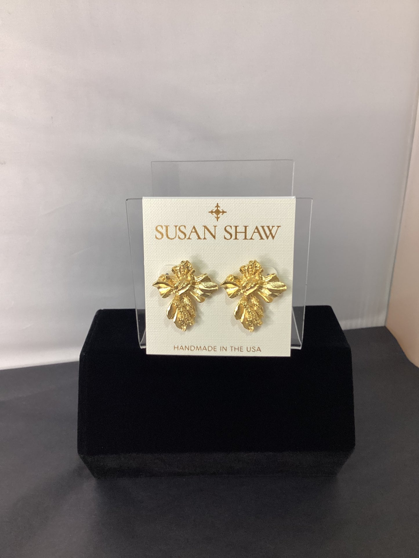 Susan Shaw- Gold Vintage French Cross Earrings