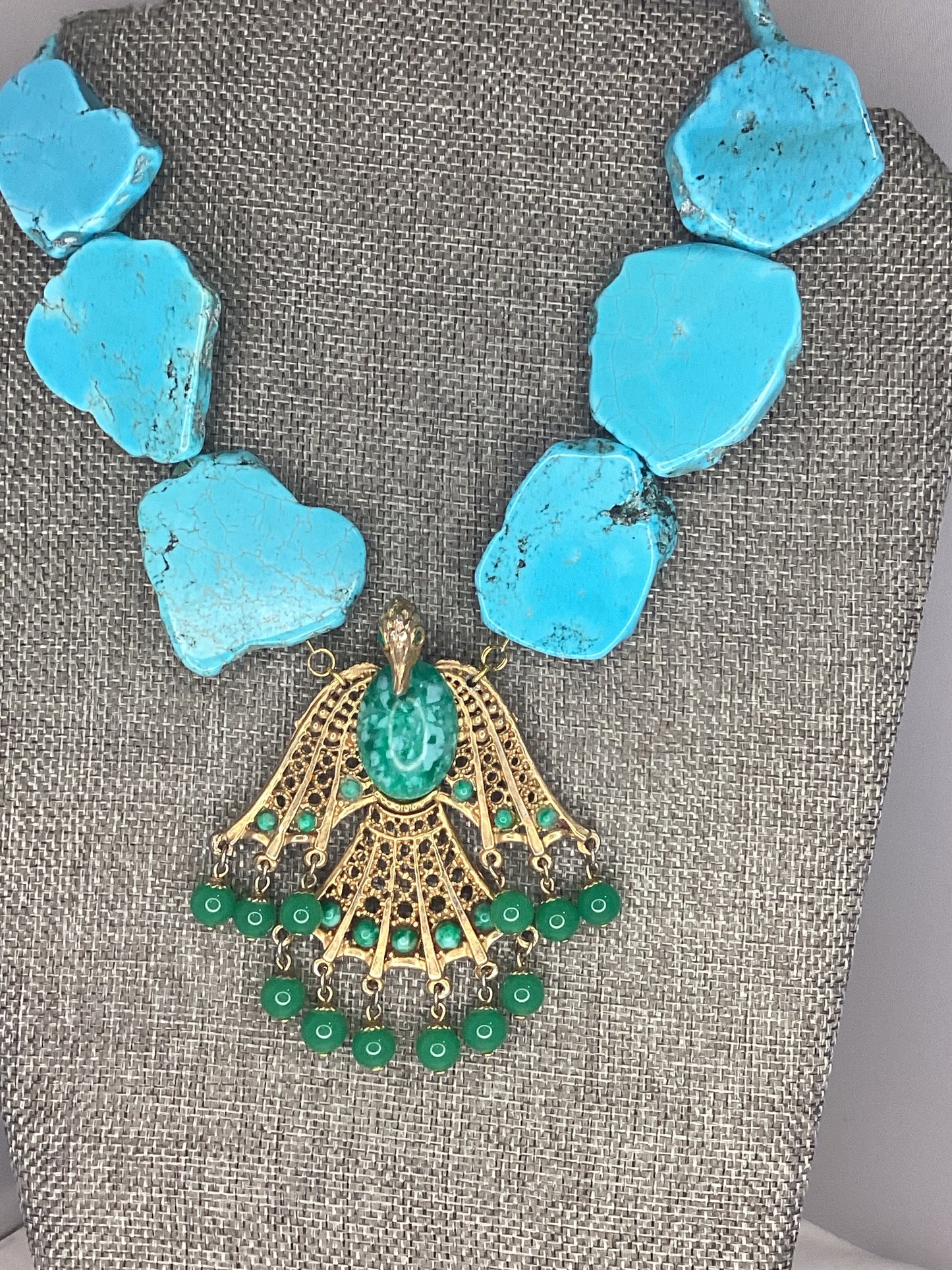 Made phoenix turquoise necklace