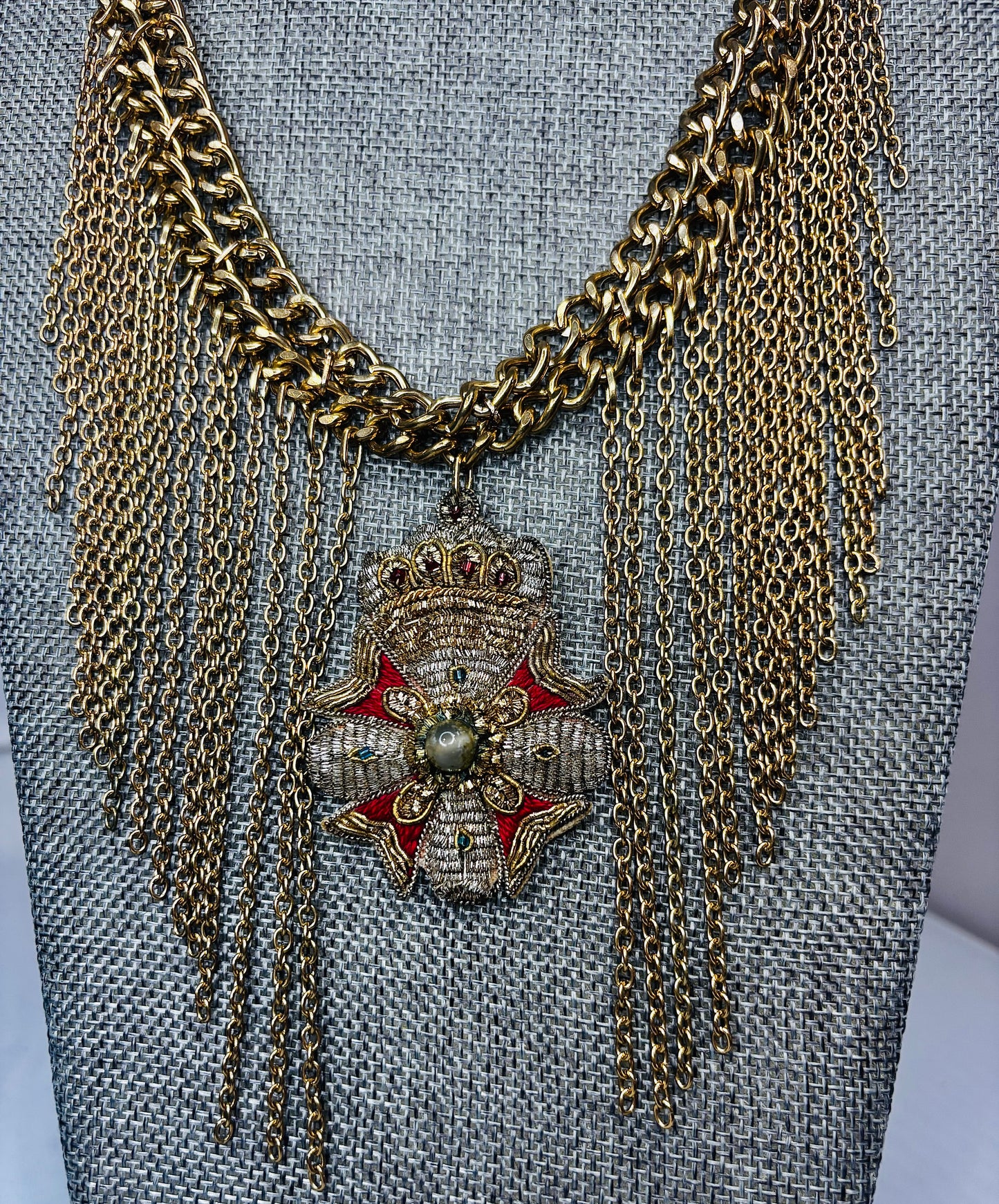 MADE - Fabric Brooch necklace 1800’s
