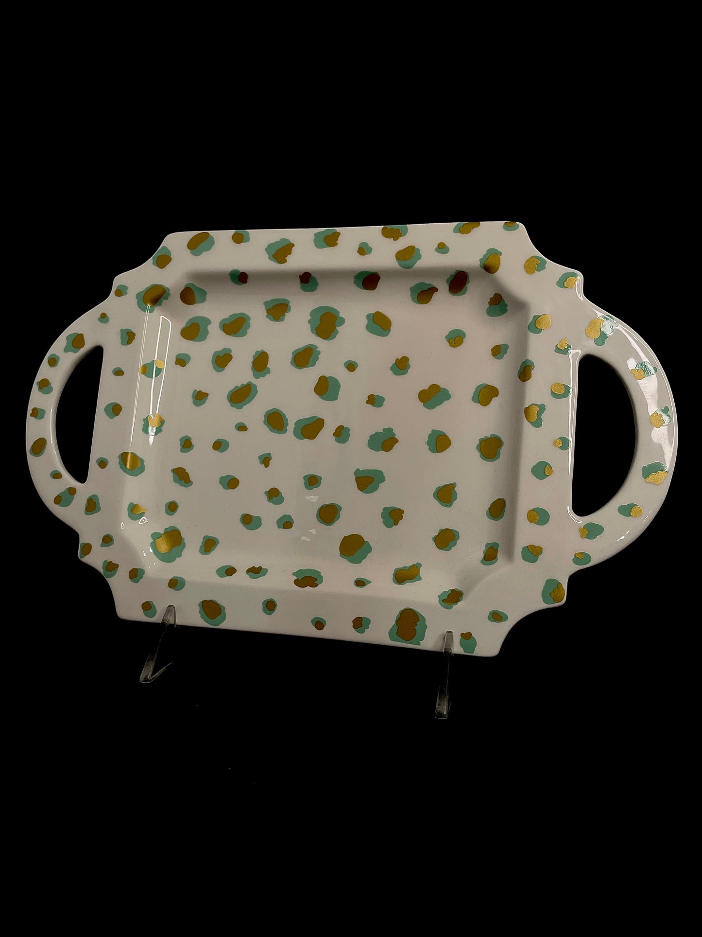 Green & Gold Cheetah Serving Platter
