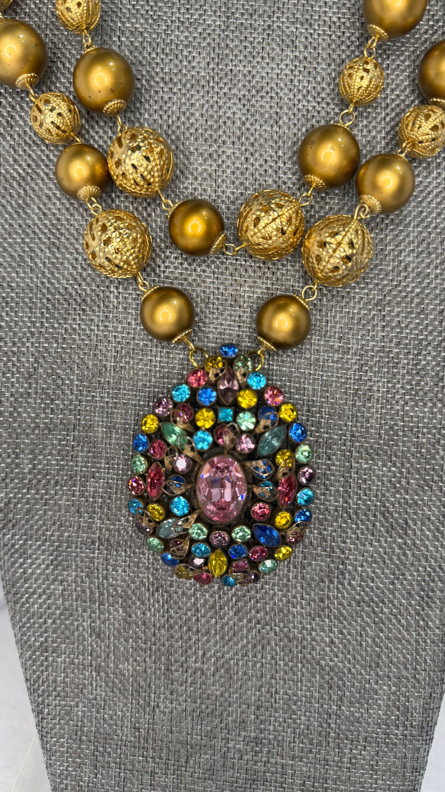 Made 1920s dress clip necklace
