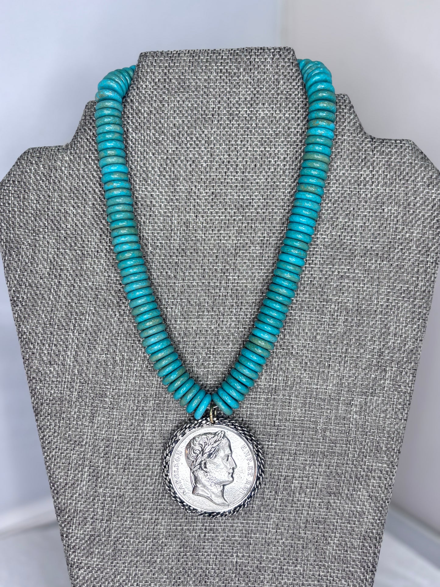 MADE- Napoleon Coin & Turquoise Necklace