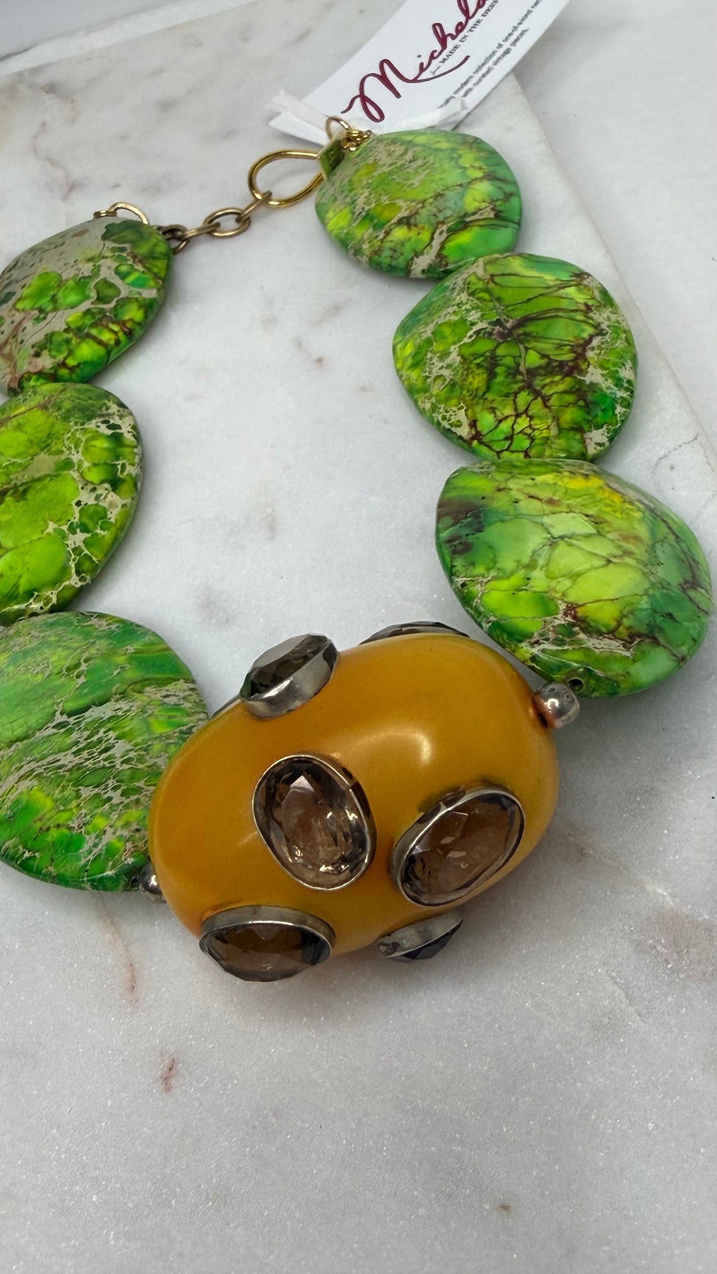 Made- lime green Jasper necklace