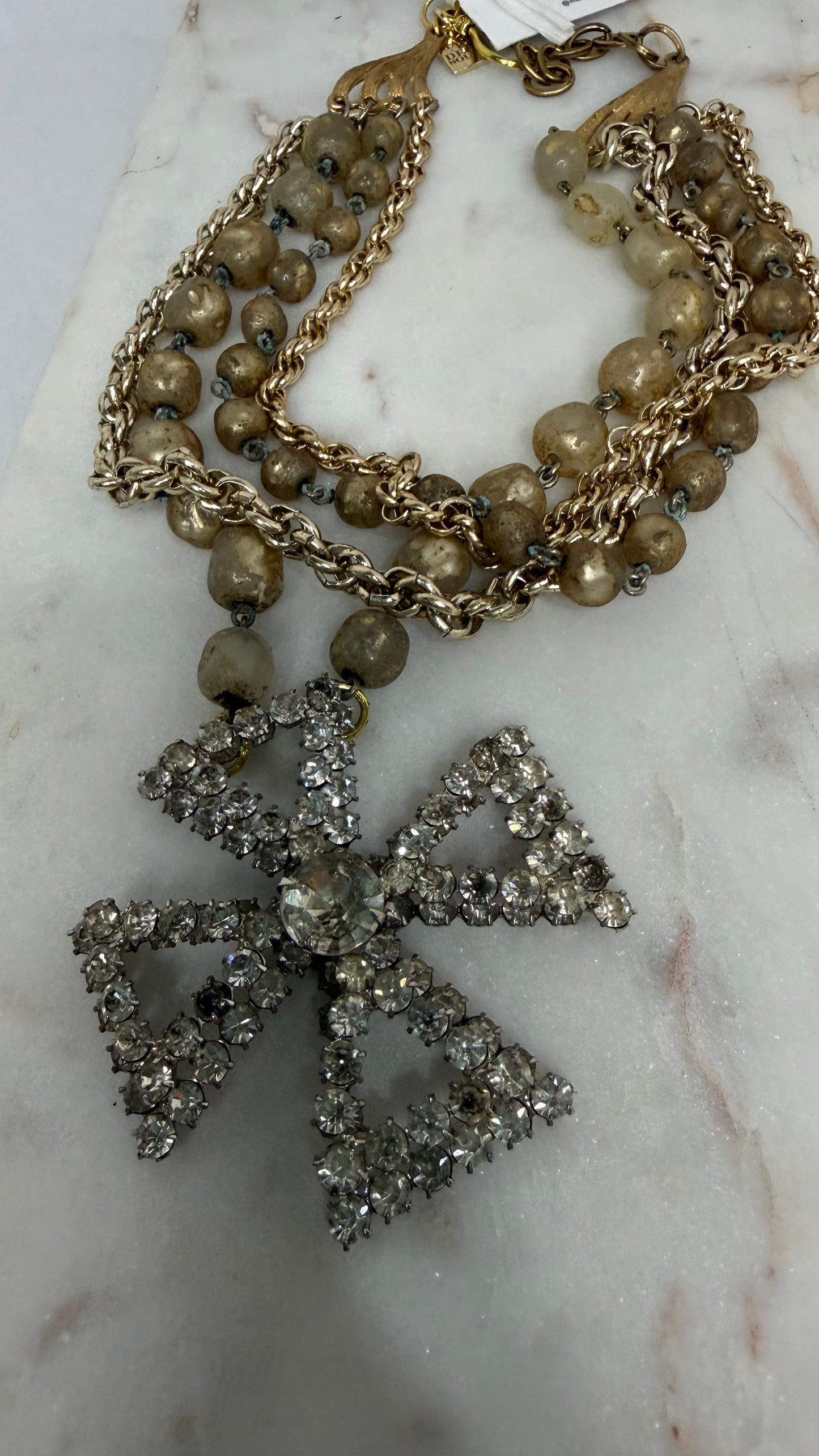 Made layered cross necklace