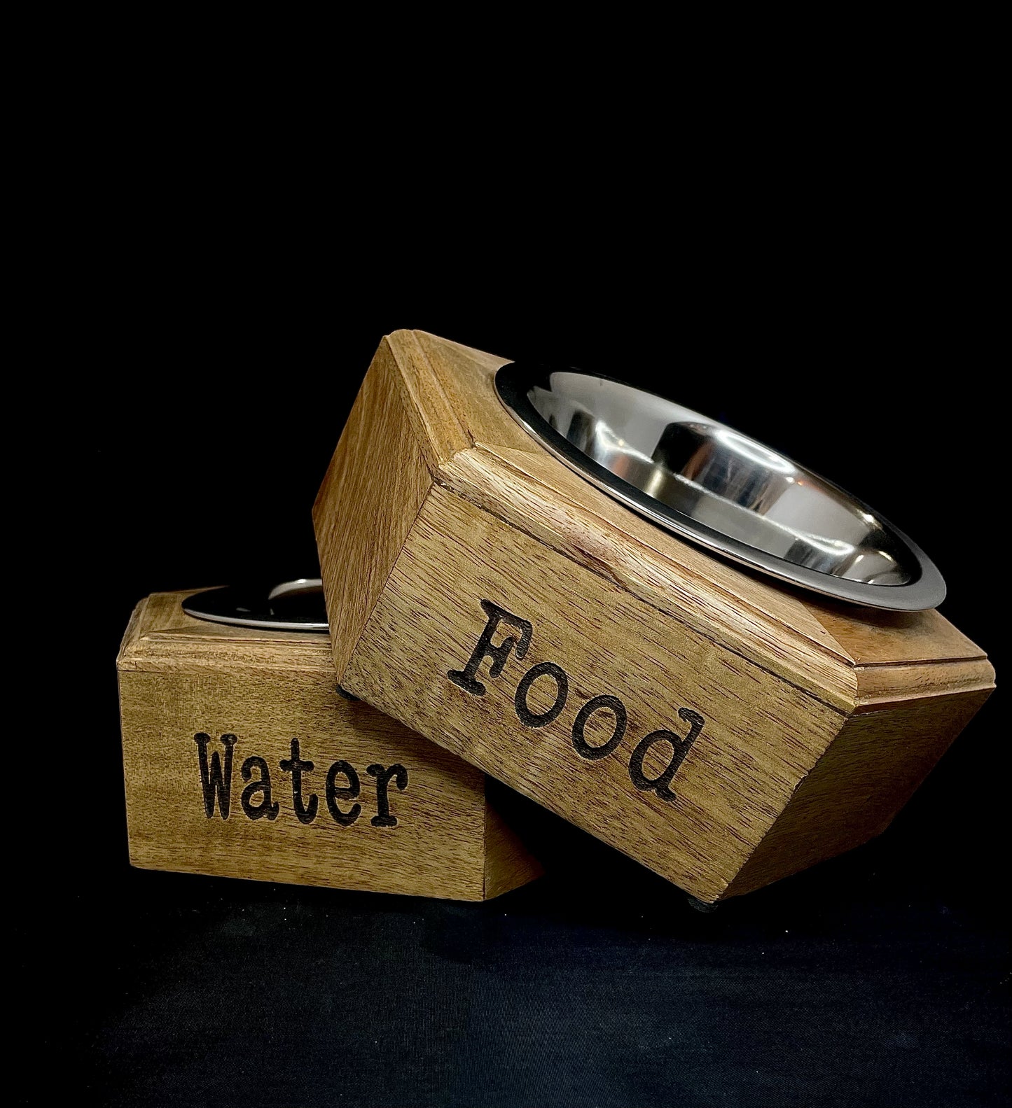 Set of Wood Dog Bowls