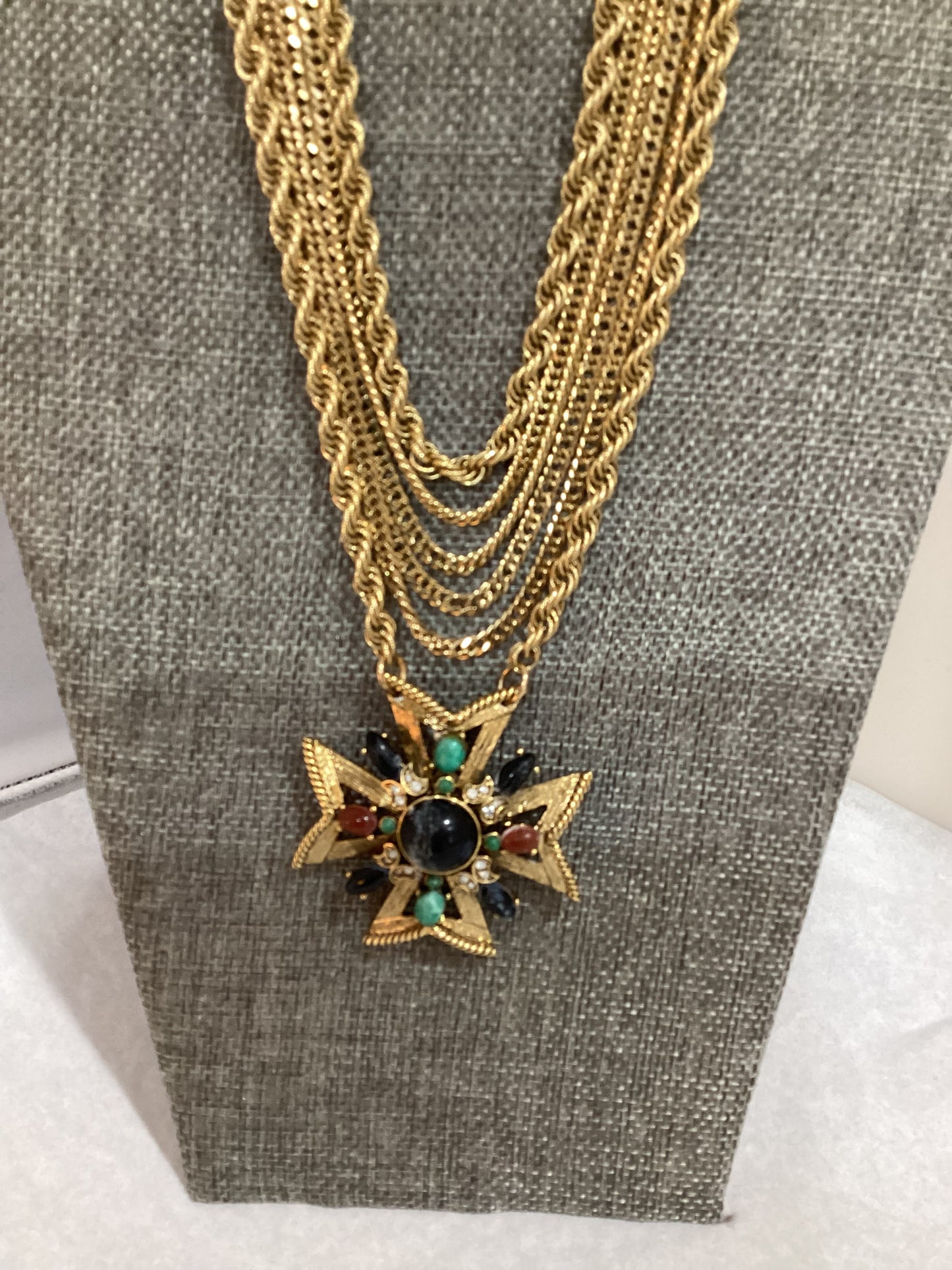 MADE- Multi Color Brooch Layered Necklace