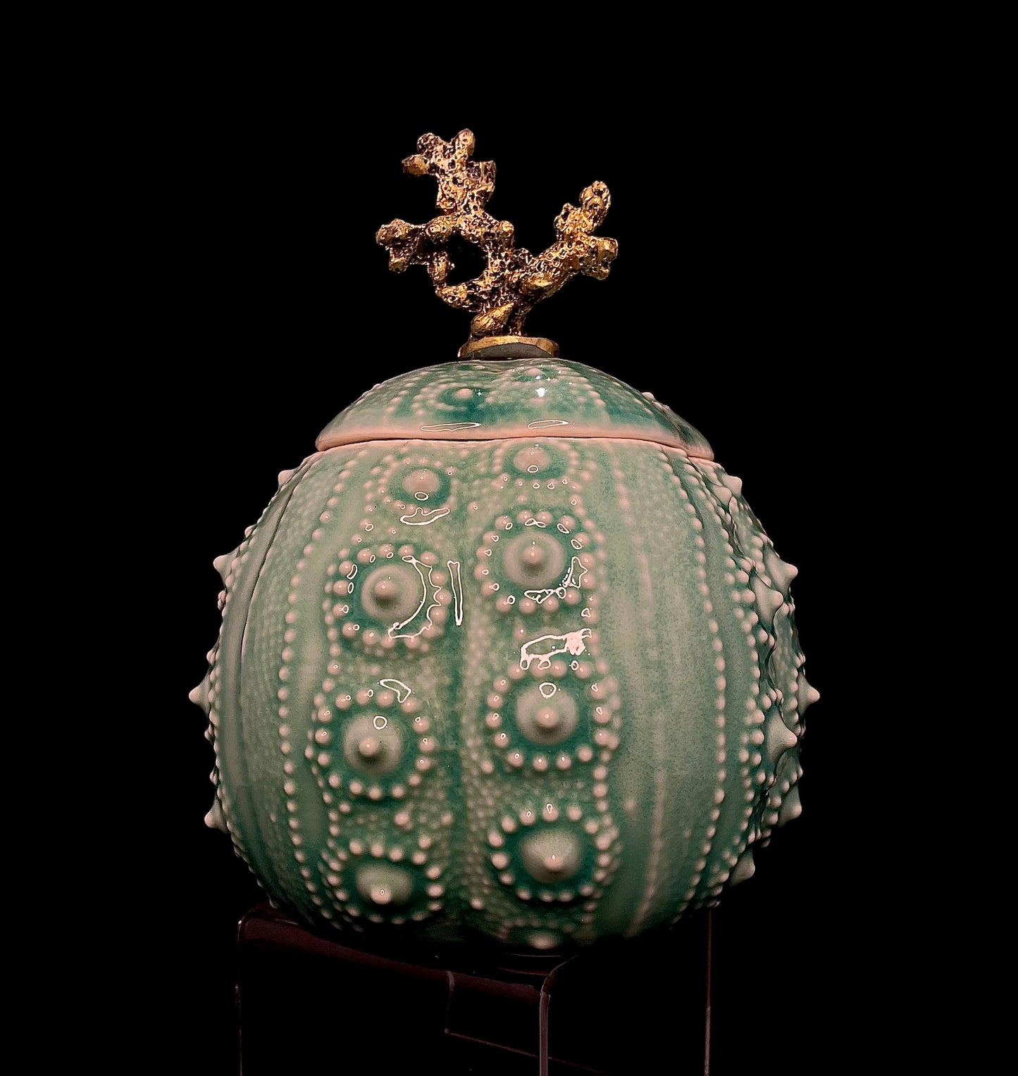 Large Teal Coral Canister