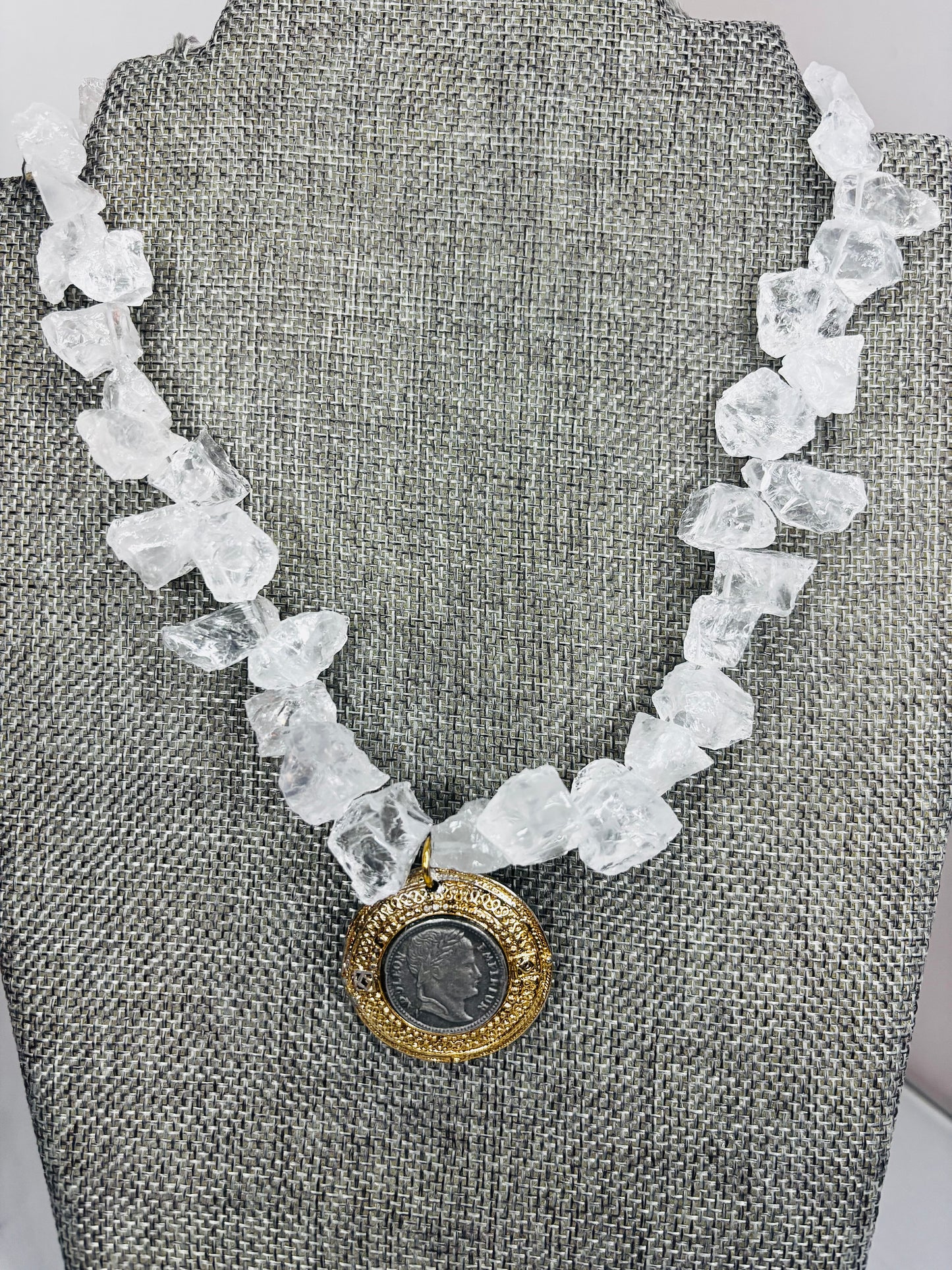 MADE- Quartz Necklace with Coin Earring
