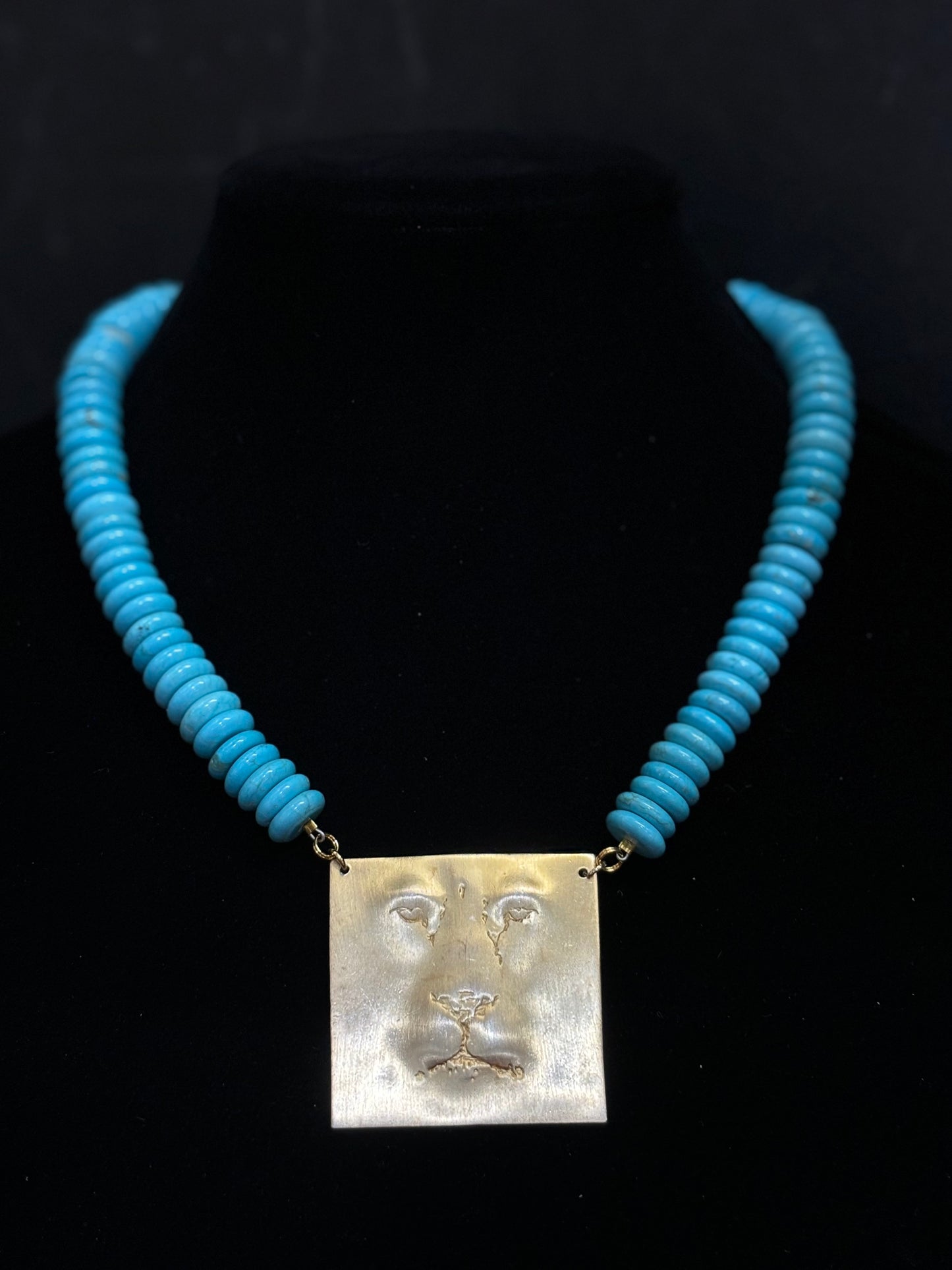 MADE - Lion Face and Turquoise Necklace