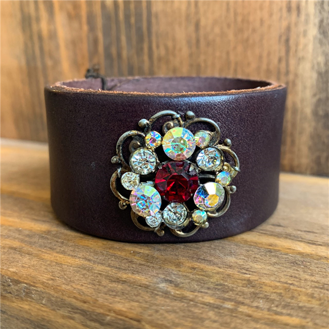 MADE - Brown Cuff with Ruby Crystal