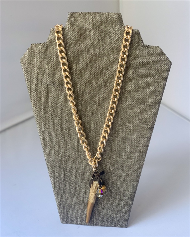 MADE- Gold Chain with Deer Antler Tip