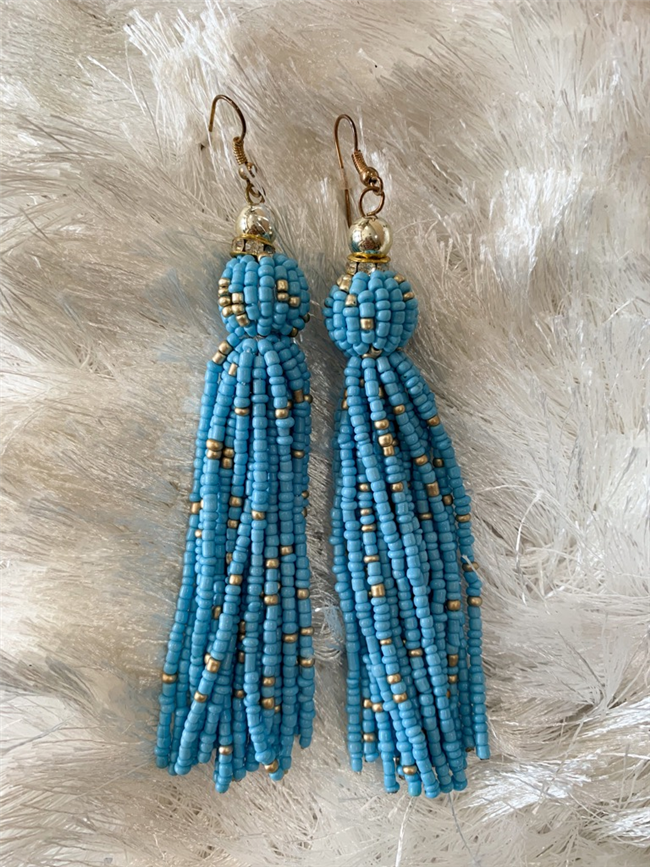 Blue Beaded Earrings
