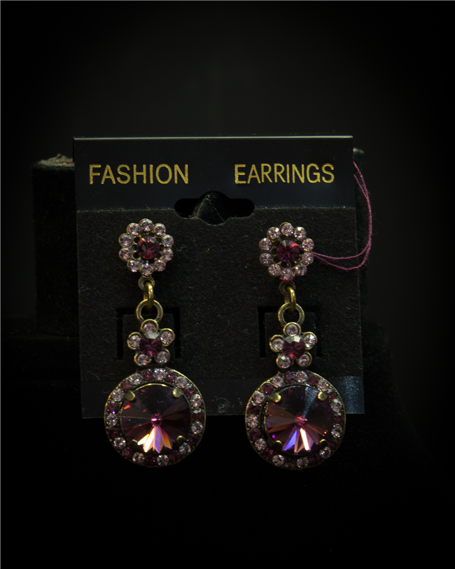 Pink & Purple Crystal Earrings