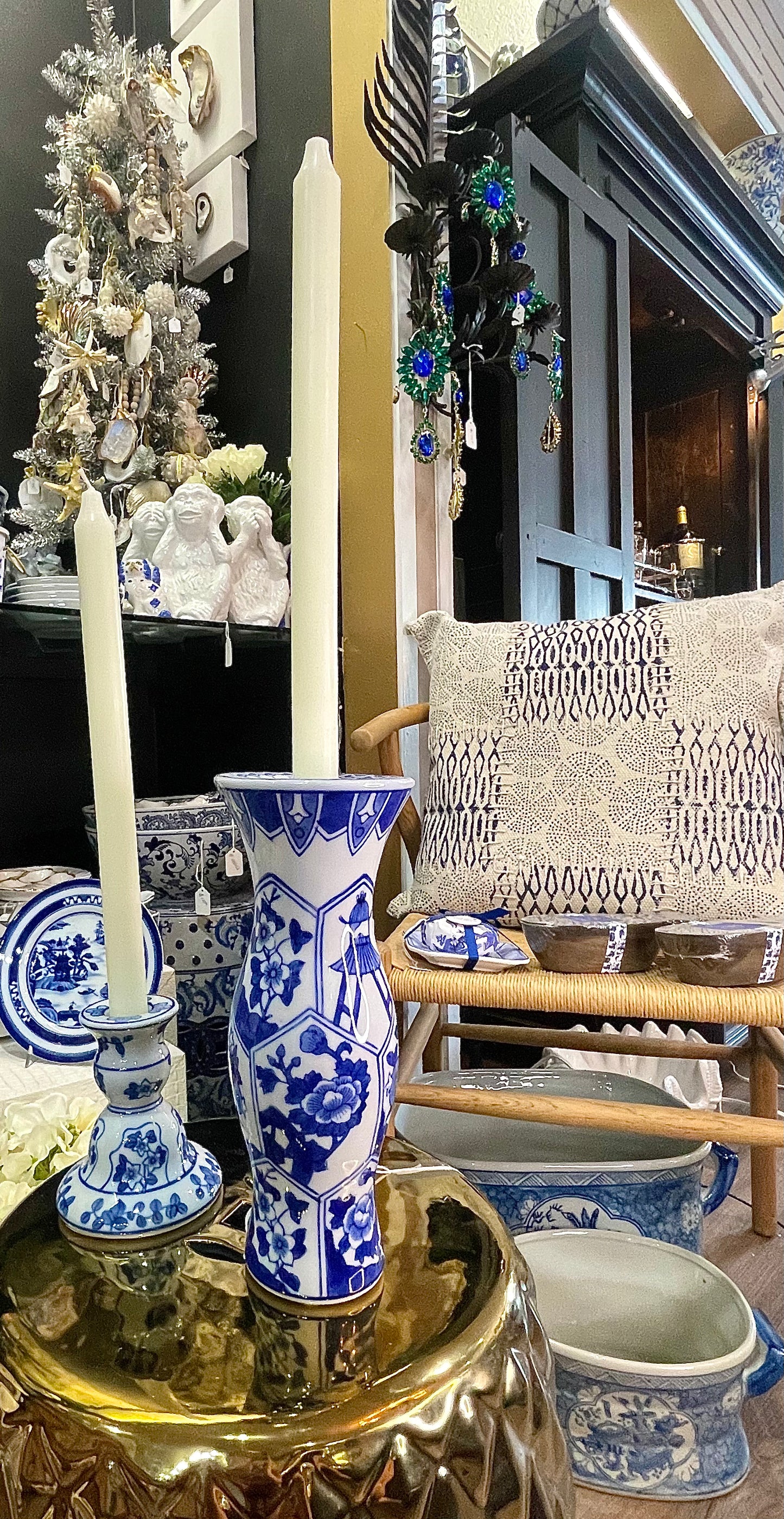 Blue & White Candlestick Tall