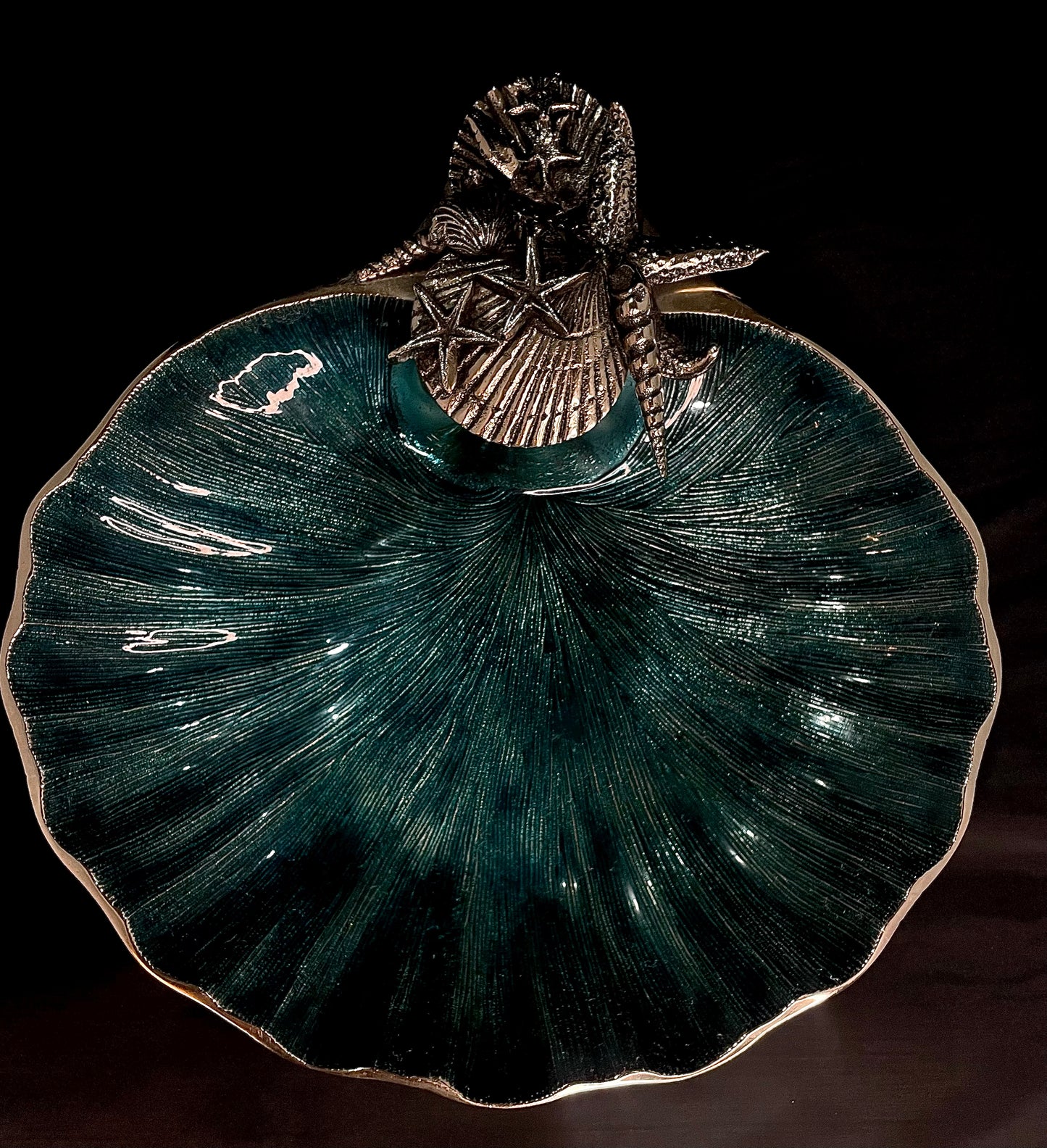 Large Blue Scallop Bowl