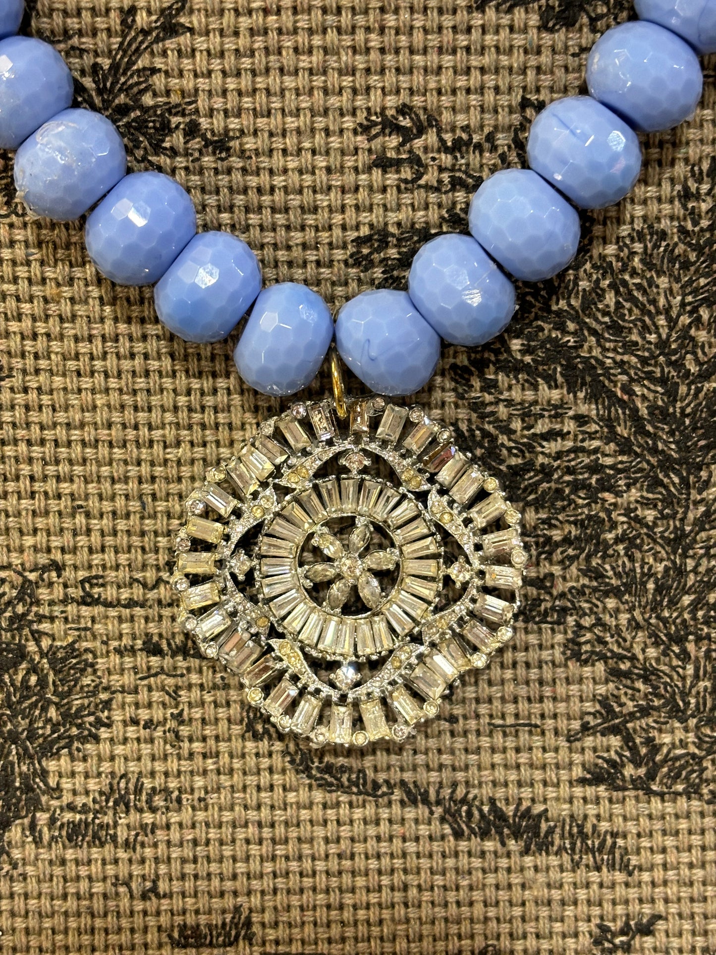MADE - Periwinkle Blue Quartz Necklace with Crystal Brooch