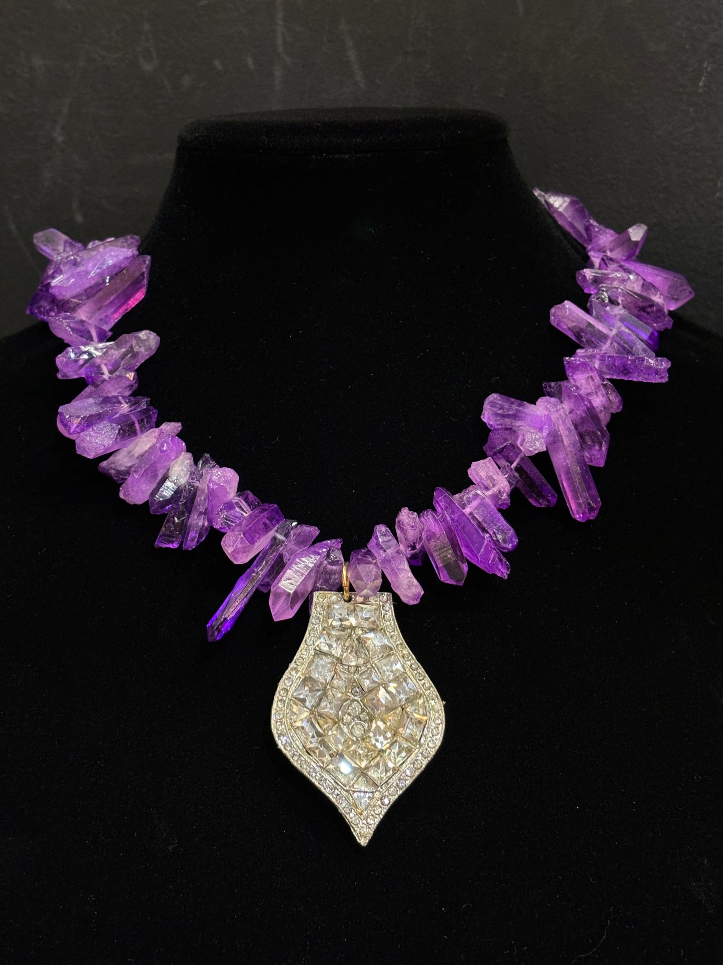 MADE - Crystal 1800’s Fur Clip on Quartz Necklace