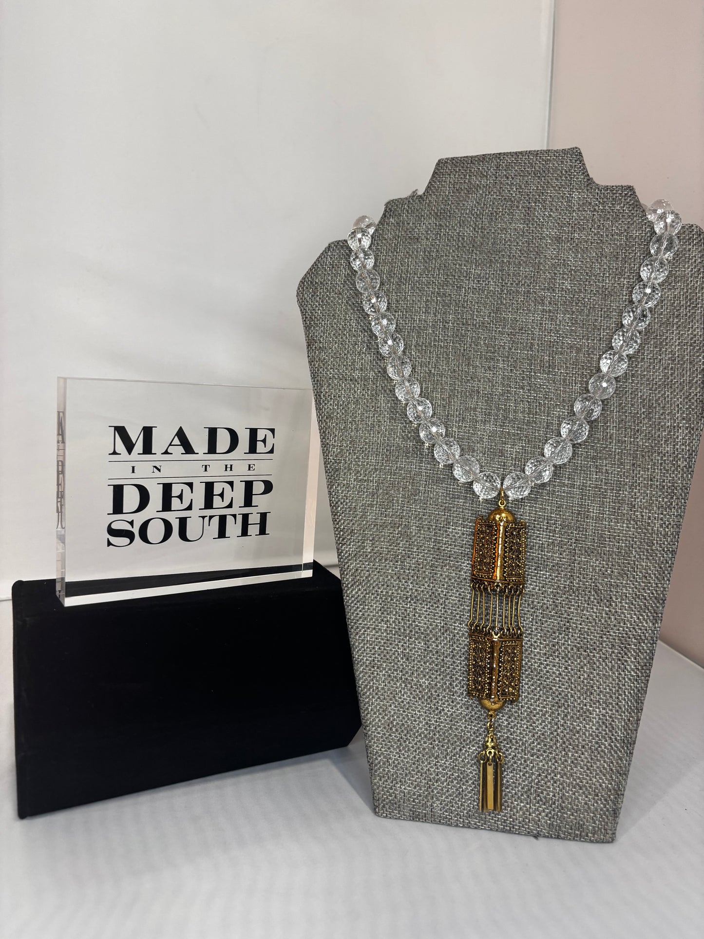 MADE - Signed Hollycraft Pendant on Quartz Necklace