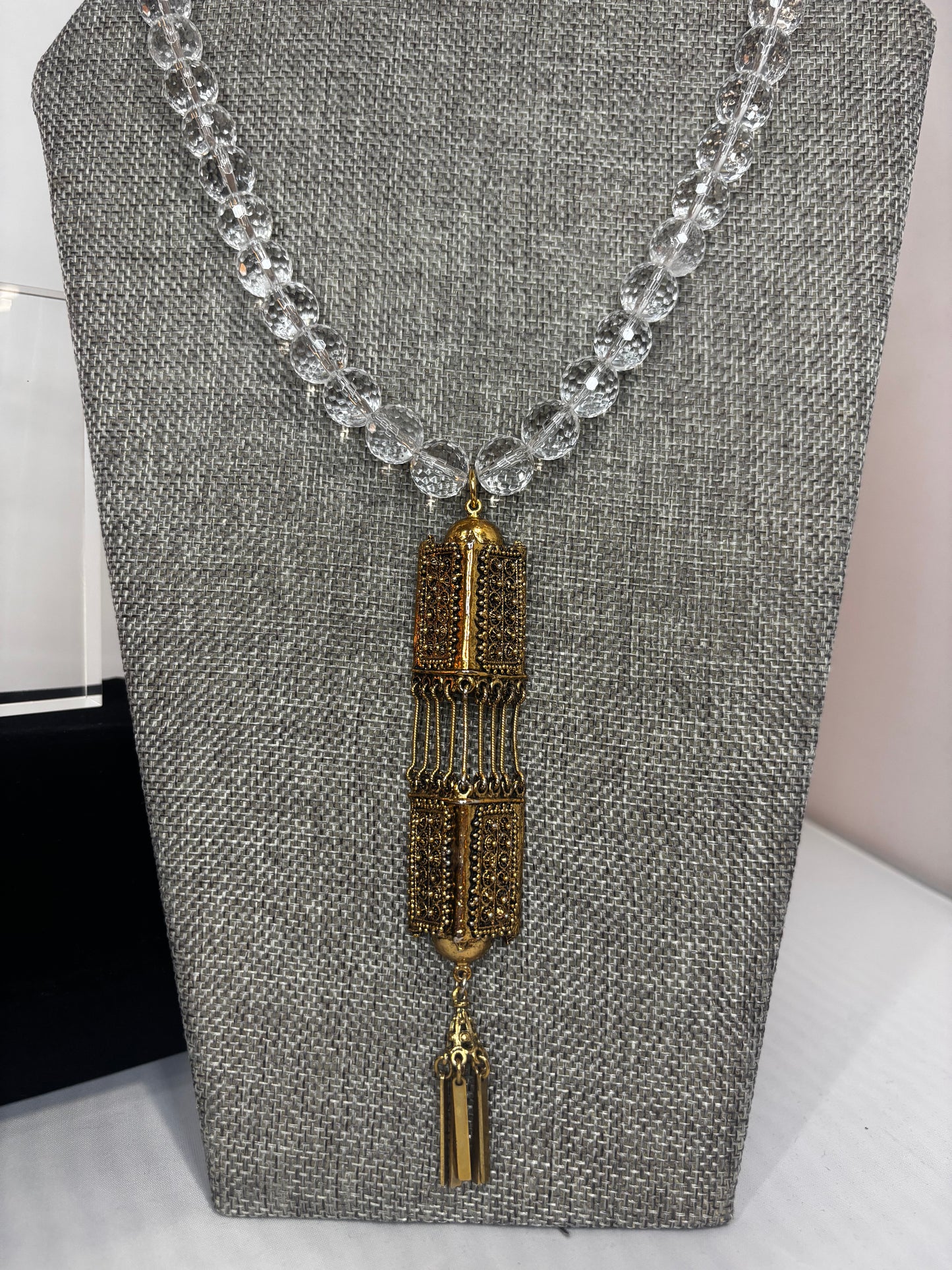 MADE - Signed Hollycraft Pendant on Quartz Necklace