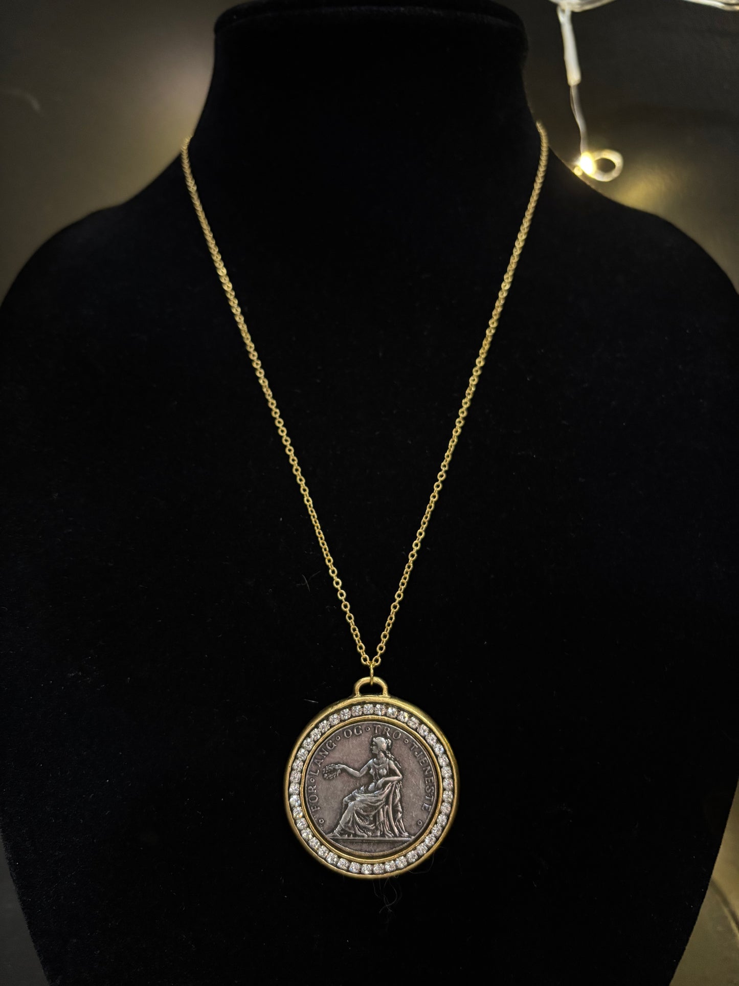 Coin Necklace with Crystals
