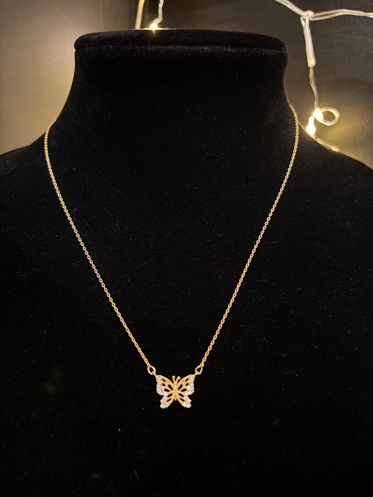 Dainty Butterfly Necklace with Crystals