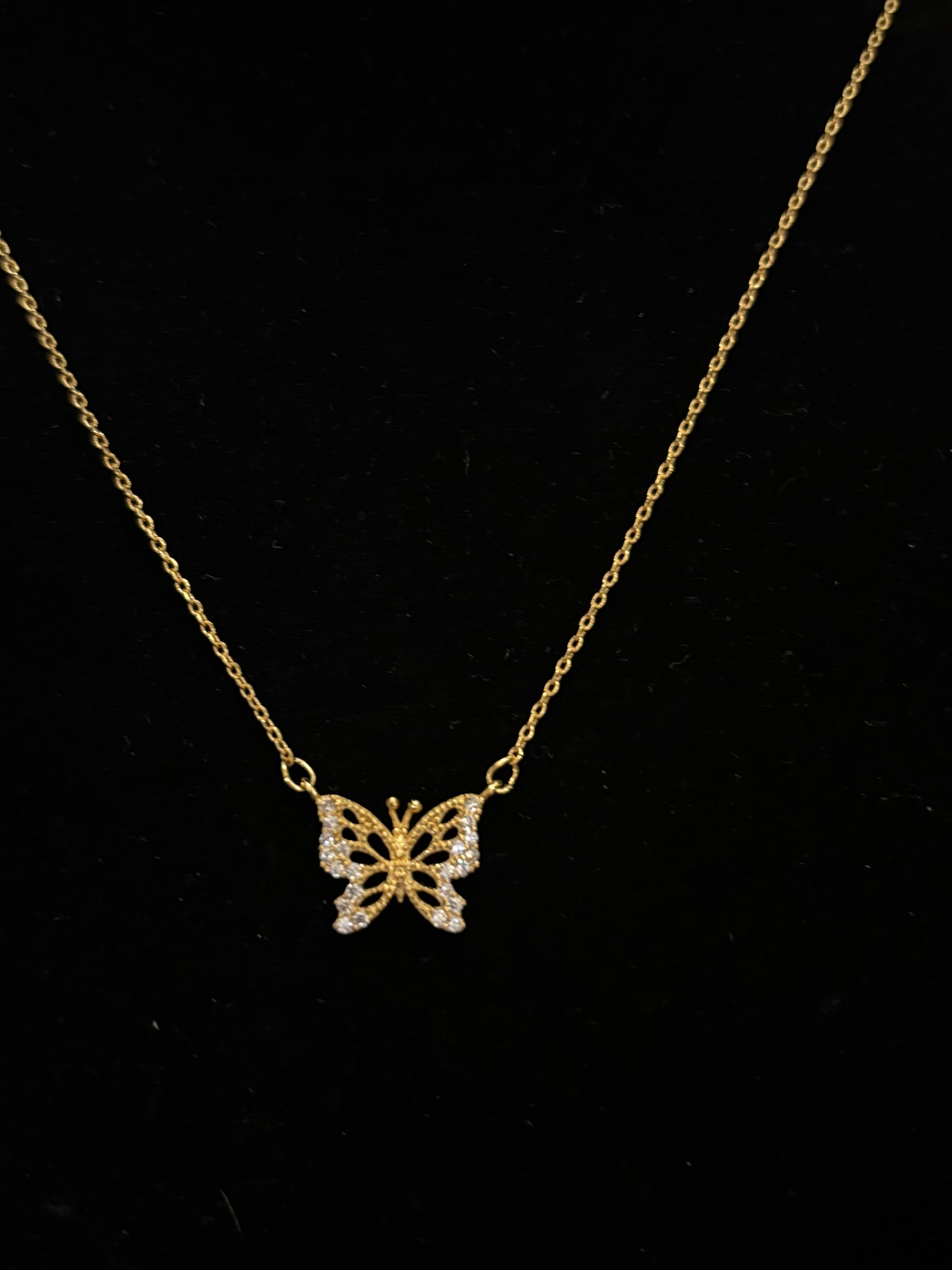 Dainty Butterfly Necklace with Crystals