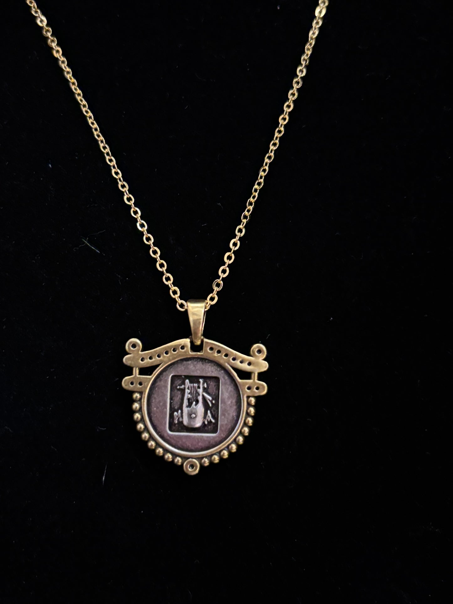 Small Coin Necklace with Pearl Accents