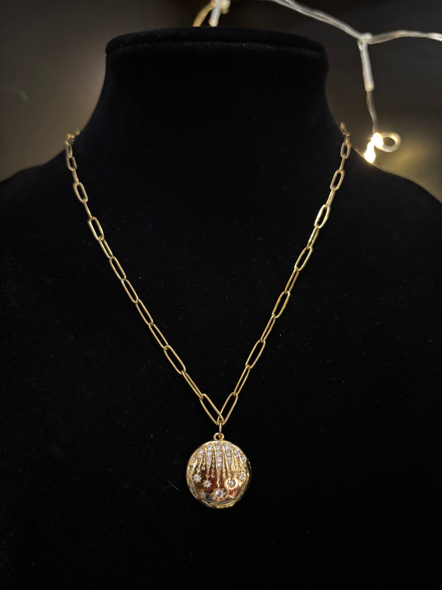 Circle Pendant with Crystal Accents