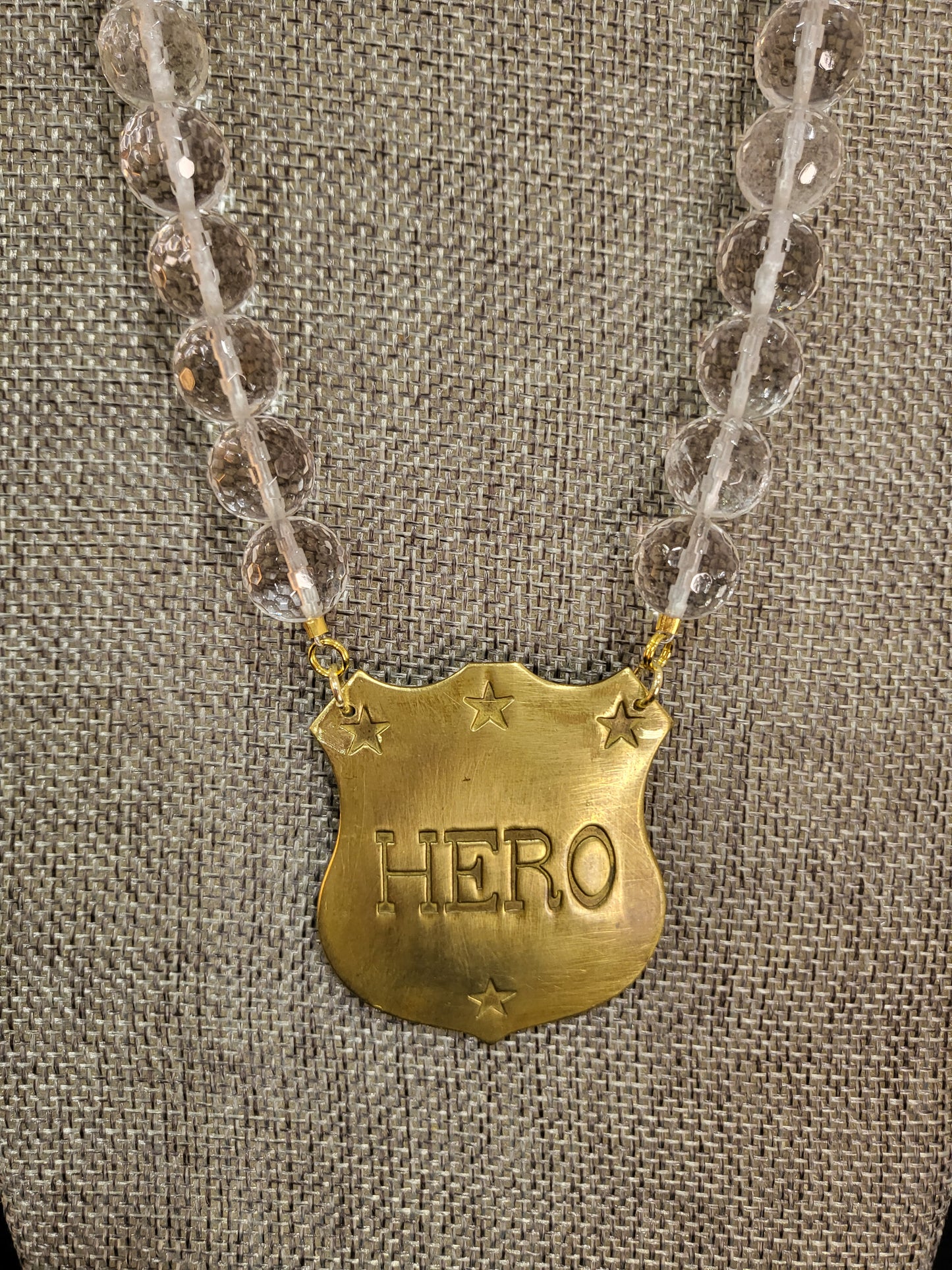 MADE- Hero badge on a Crystal Necklace