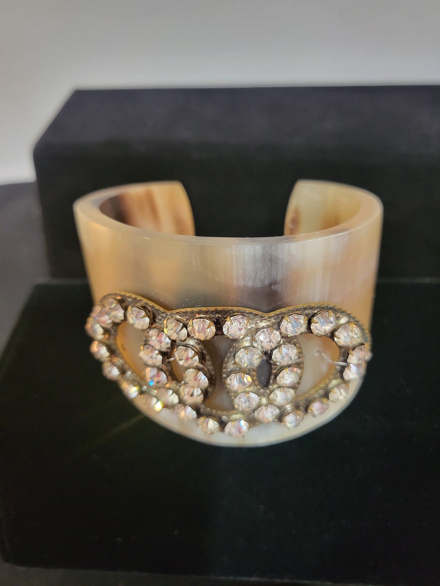 MADE- Crystal Brooch on Horn Cuff