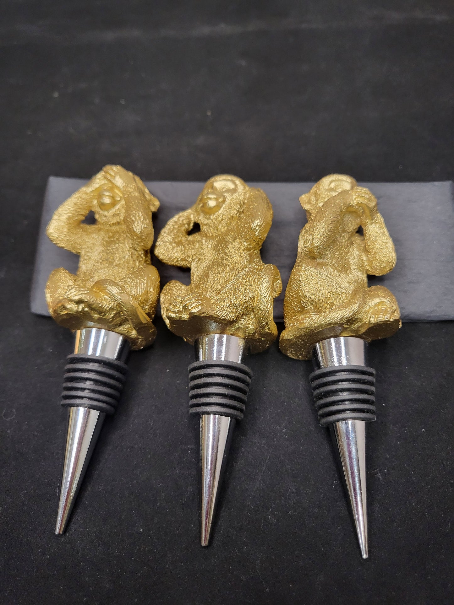 Three Wise Monkeys Bottle Stoppers