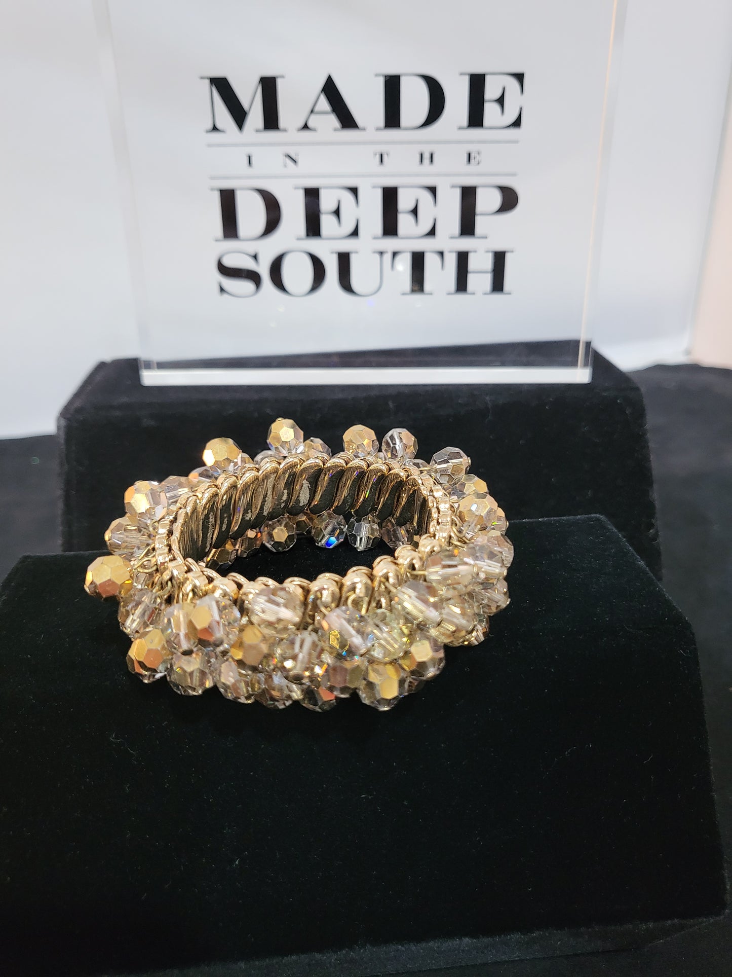 MADE- Champagne Beaded Stretch Bracelet