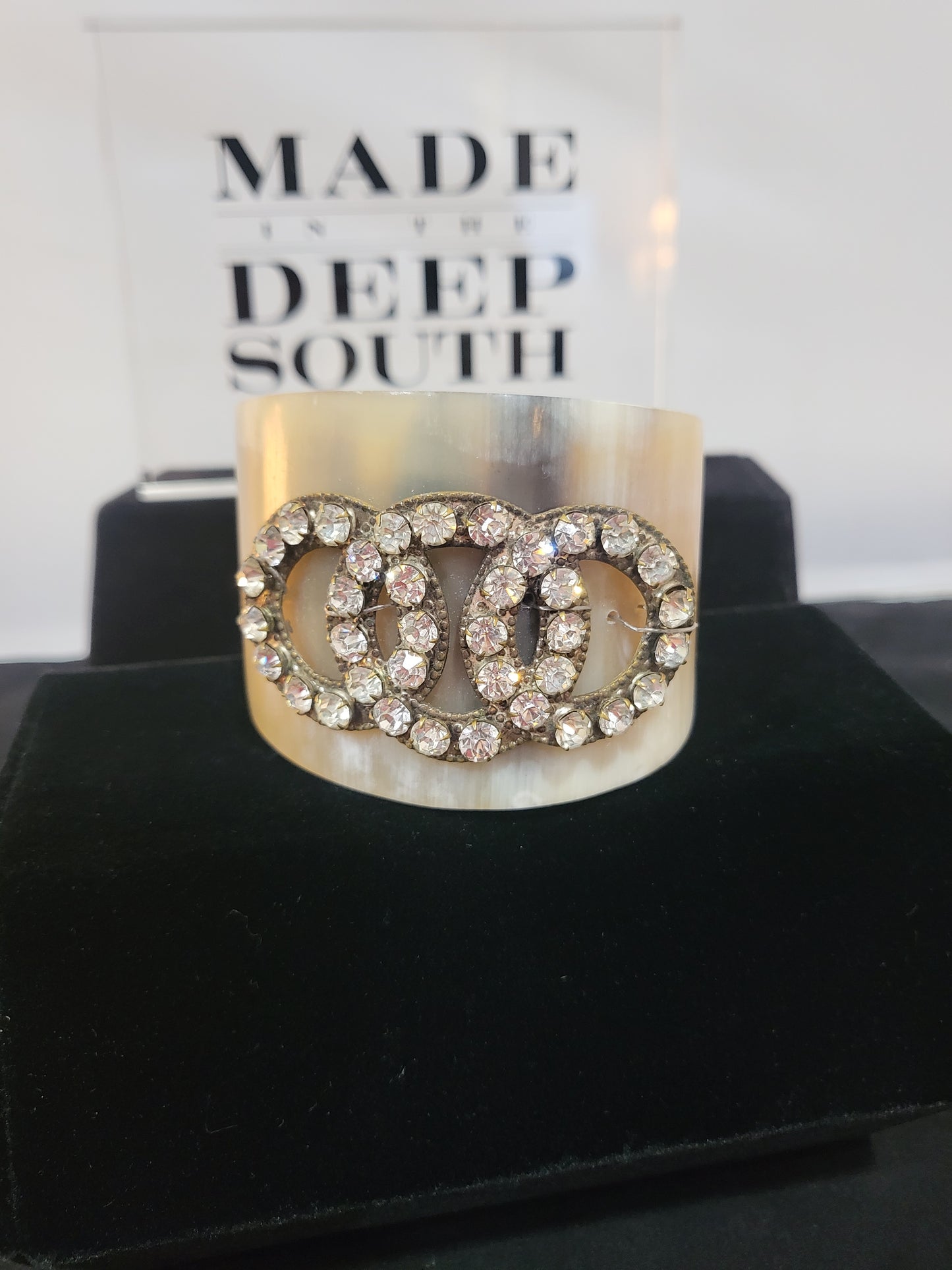 MADE- Crystal Brooch on Horn Cuff