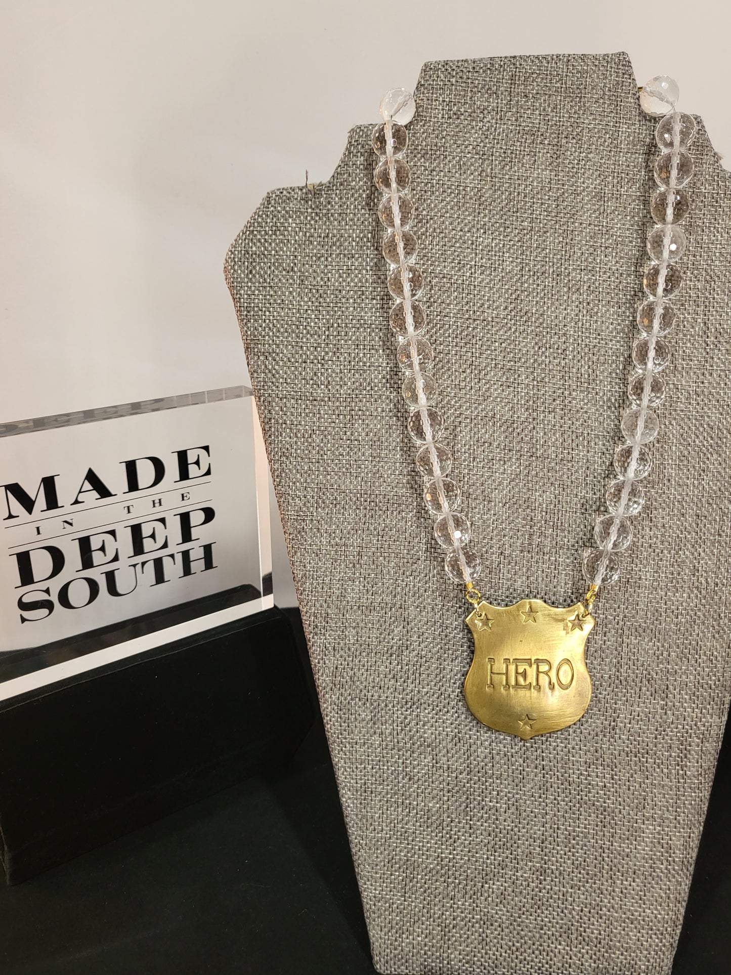 MADE- Hero badge on a Crystal Necklace